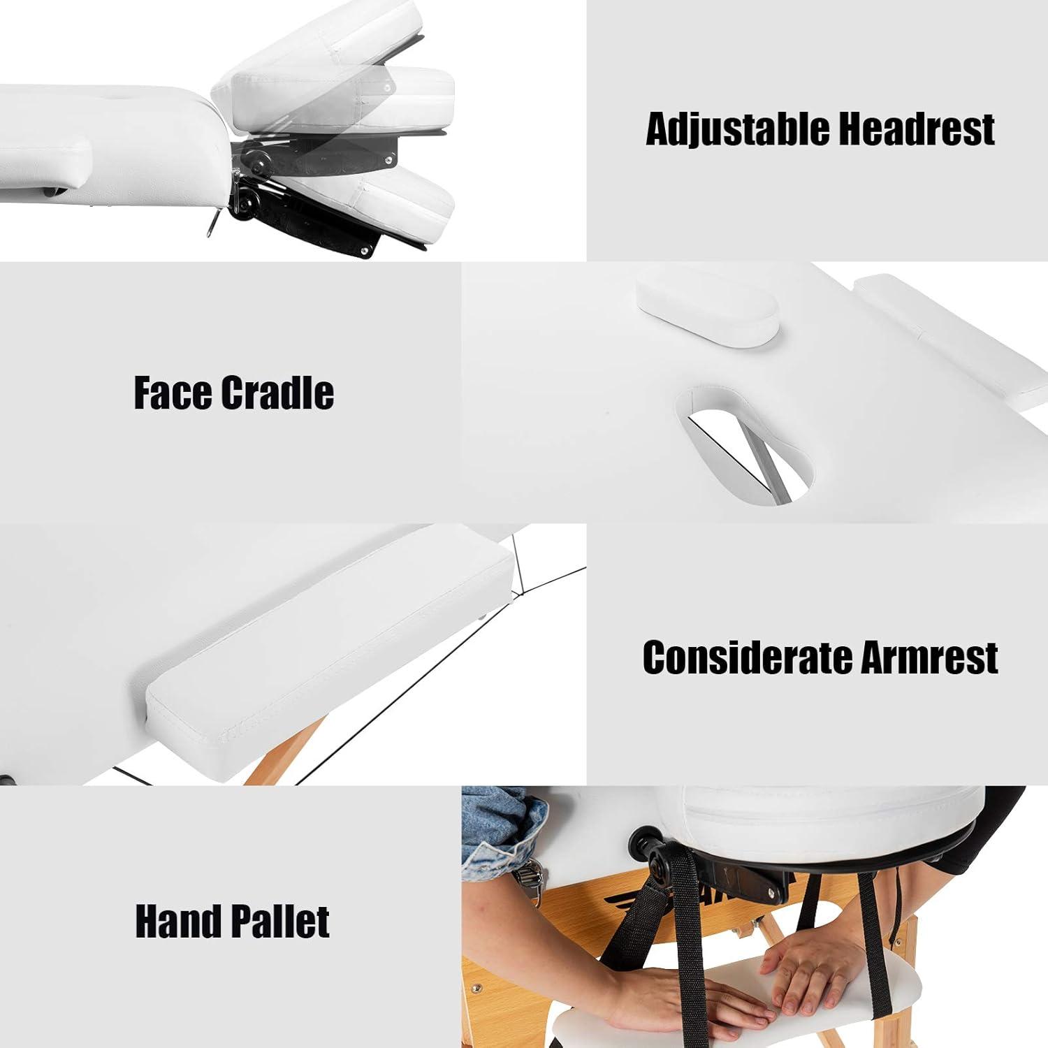 image:imageGiantex Folding Massage Table Lash Bed 84 Professional Massage Bed 2 Fold with Facial Cradle amp Carry Case Spa Facial Tattoo Beds BlackWhite