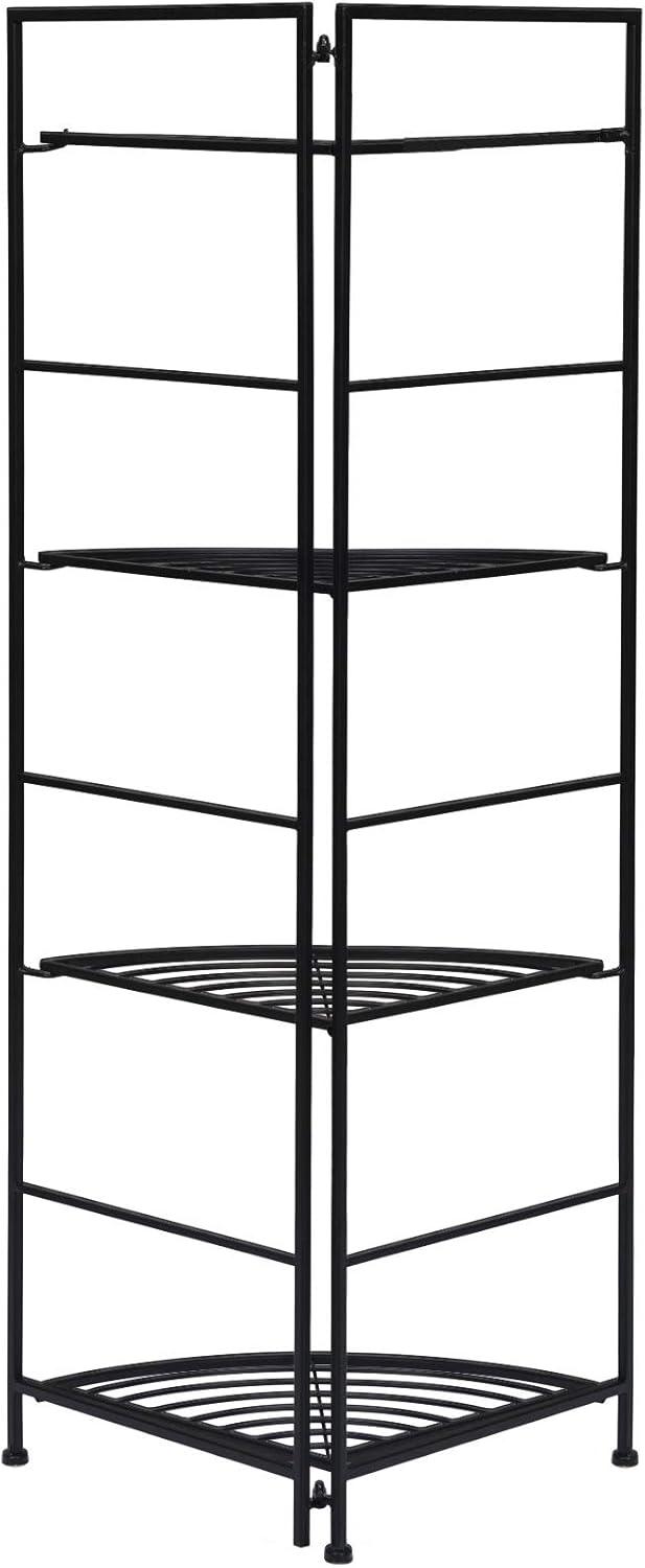 image:imageGiantex Folding Metal Plant Rack 4 Tiers Corner Shelf Plant Stand Flower Pots Holder Display Rack Storage Shelves for Balcony Patio Living Room