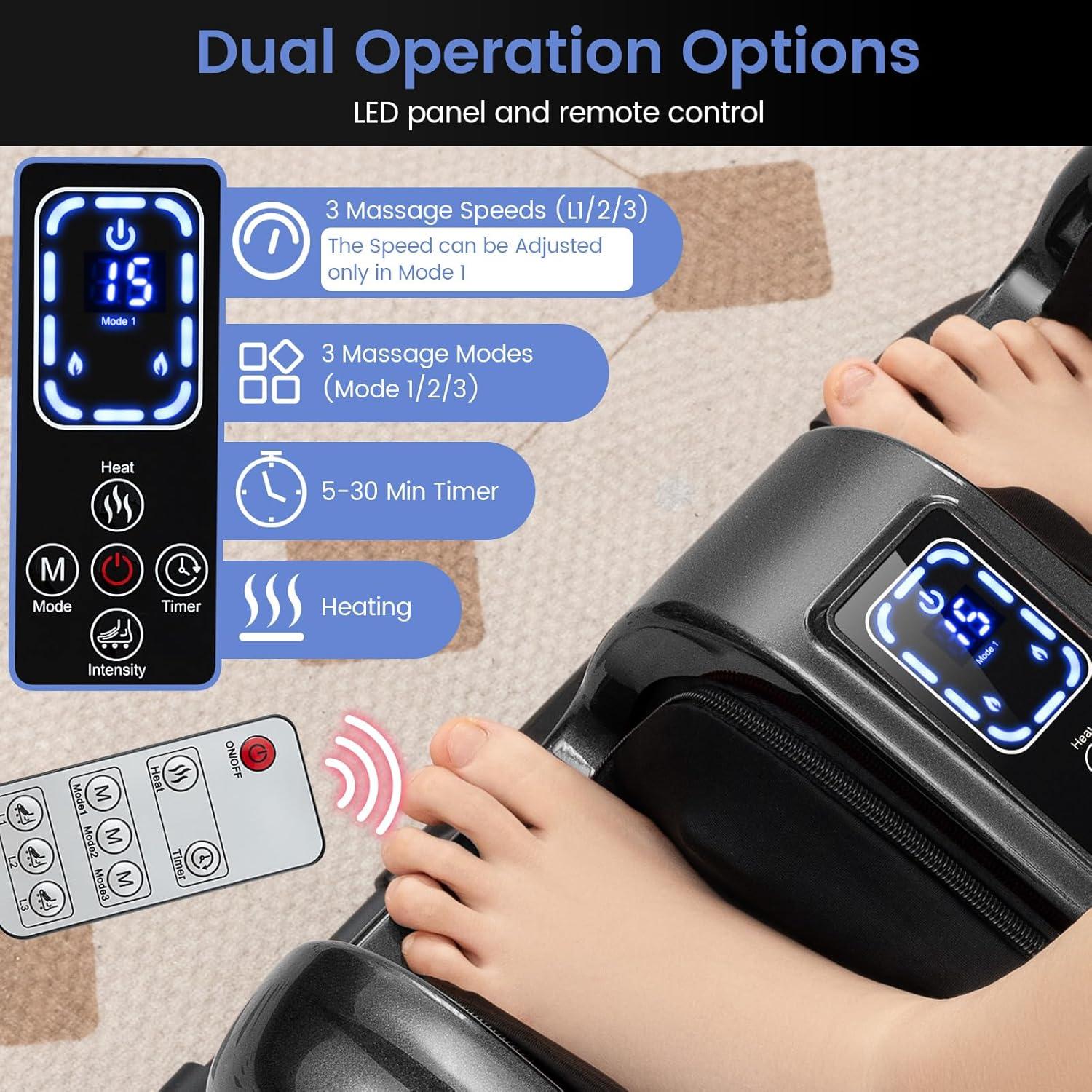 image:imageGiantex Foot Massager with Heat and Remote Control Calf Massager with 3 Massage Settings Timer Washable Cover Adjustable Stand Foot Massage Machine for Calf Arms Relax Gift for Women MenGreyGrey