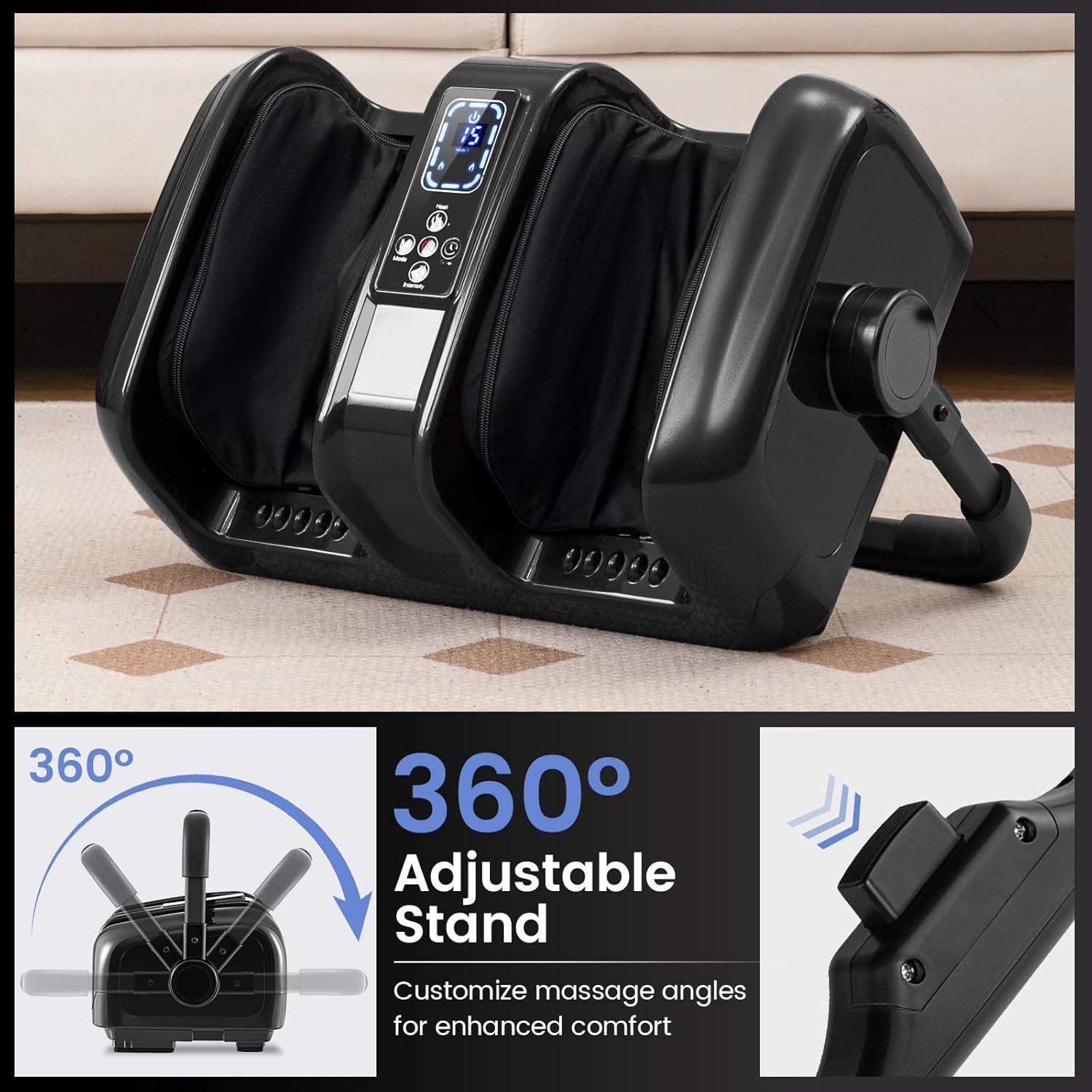image:imageGiantex Foot Massager with Heat and Remote Control Calf Massager with 3 Massage Settings Timer Washable Cover Adjustable Stand Foot Massage Machine for Calf Arms Relax Gift for Women MenGreyBlack
