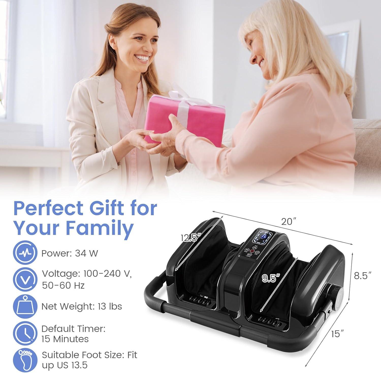 image:imageGiantex Foot Massager with Heat and Remote Control Calf Massager with 3 Massage Settings Timer Washable Cover Adjustable Stand Foot Massage Machine for Calf Arms Relax Gift for Women MenGreyBlack