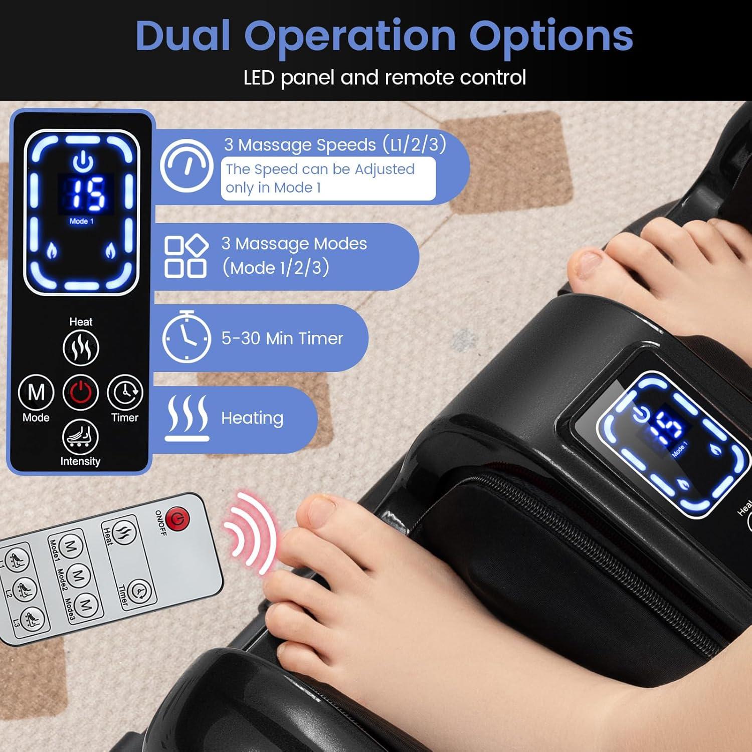 image:imageGiantex Foot Massager with Heat and Remote Control Calf Massager with 3 Massage Settings Timer Washable Cover Adjustable Stand Foot Massage Machine for Calf Arms Relax Gift for Women MenGreyBlack