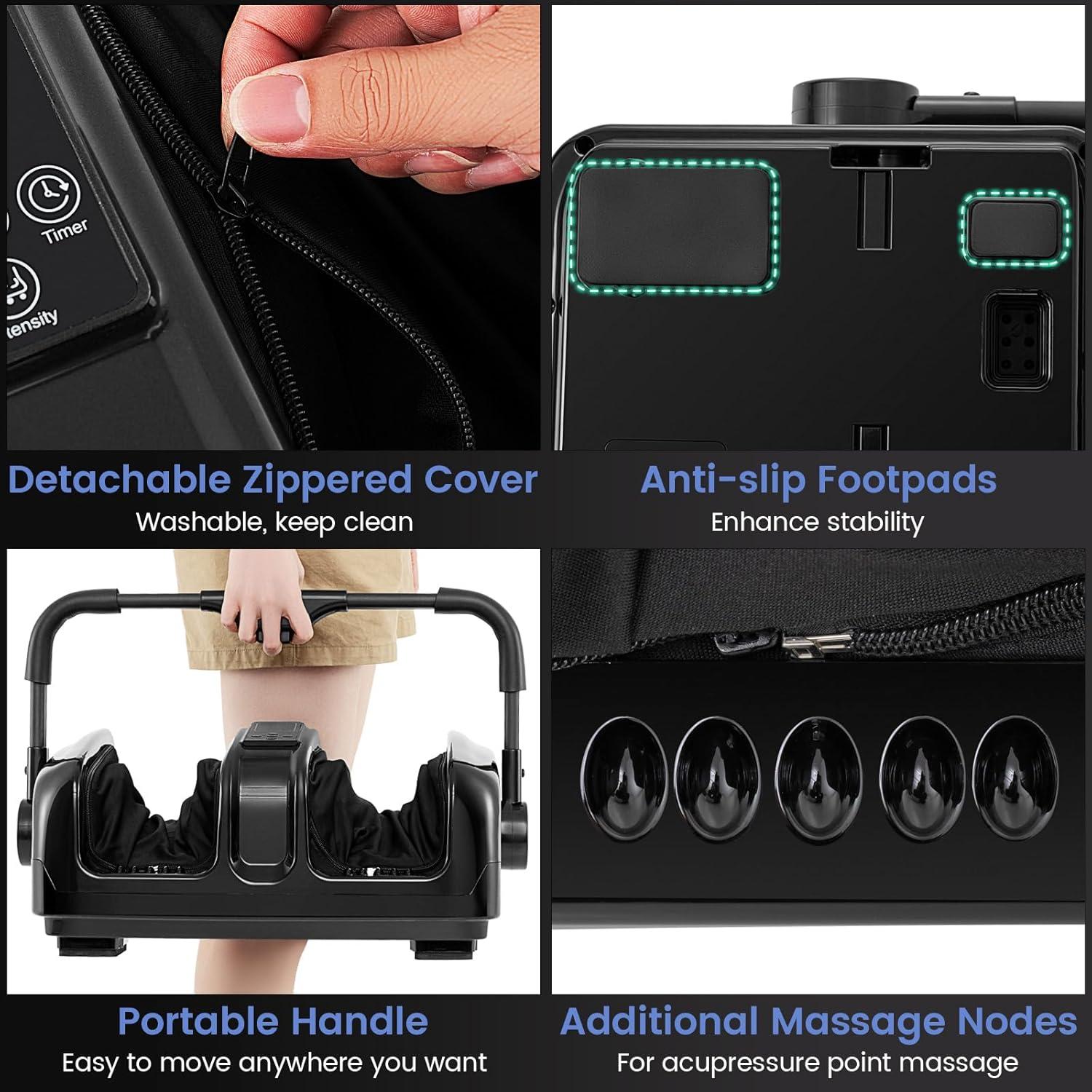 image:imageGiantex Foot Massager with Heat and Remote Control Calf Massager with 3 Massage Settings Timer Washable Cover Adjustable Stand Foot Massage Machine for Calf Arms Relax Gift for Women MenGreyBlack