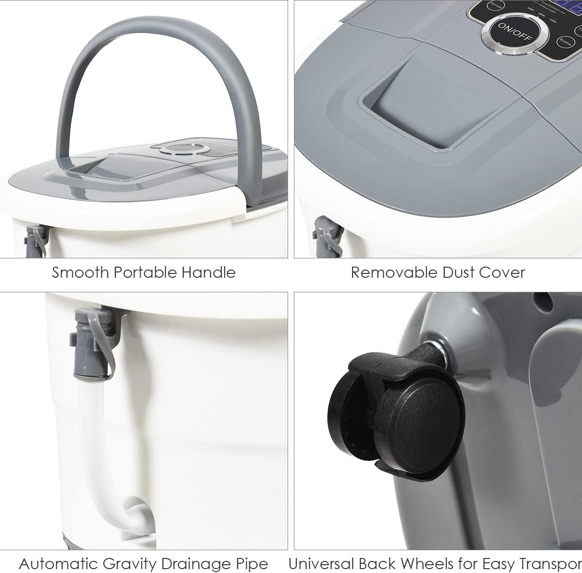 image:imageGiantex Foot Spa Foot Bath Massager with Heat Bubbles 16 Pedicure Shiatsu Roller Massage Points Adjustable Time amp Temperature Led Display Drainage Pipe Foot Soak Tub Pedicure Foot SpaGrey