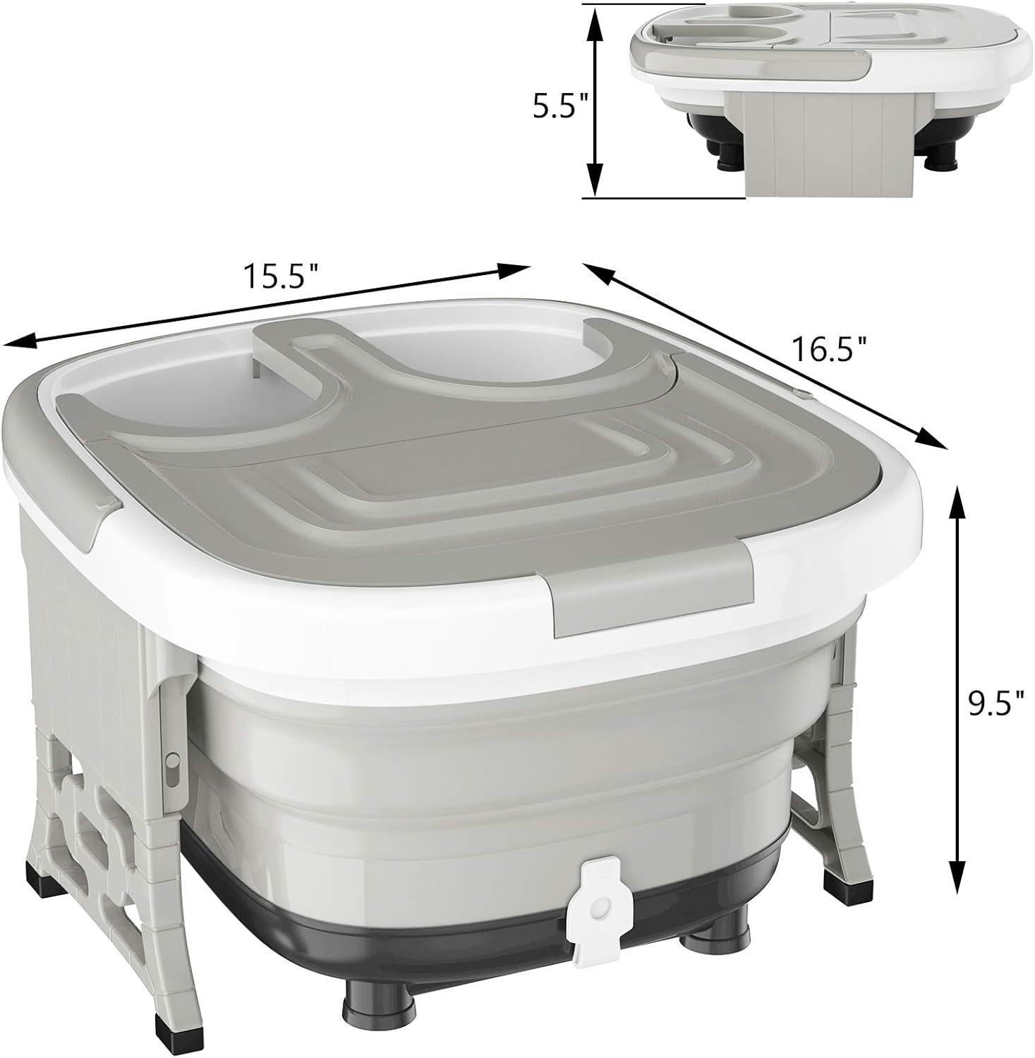 image:imageGiantex Foot Spa Foot Bath Massager with Heat Bubbles 6 Motorized Shiatsu Rollers Time amp Temperature Settings Folding Cover Pedicure Tub Bath Collapsible 6 in 1 Foot Bath Soak Tub GrayGray
