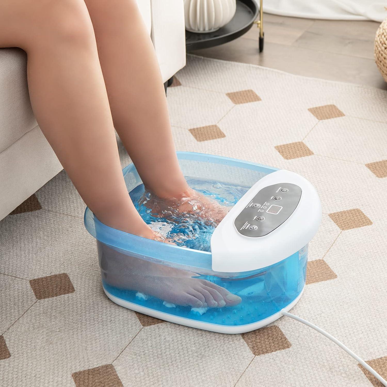 image:imageGiantex Foot Spa with Heat and Massage Feet Bath Soak Tub wBubble Vibration Removable Pedicure Stone Massage Beads Auto ShutOff Relieve Feet Stress Pedicure Foot Soaker Tub BlueBlue