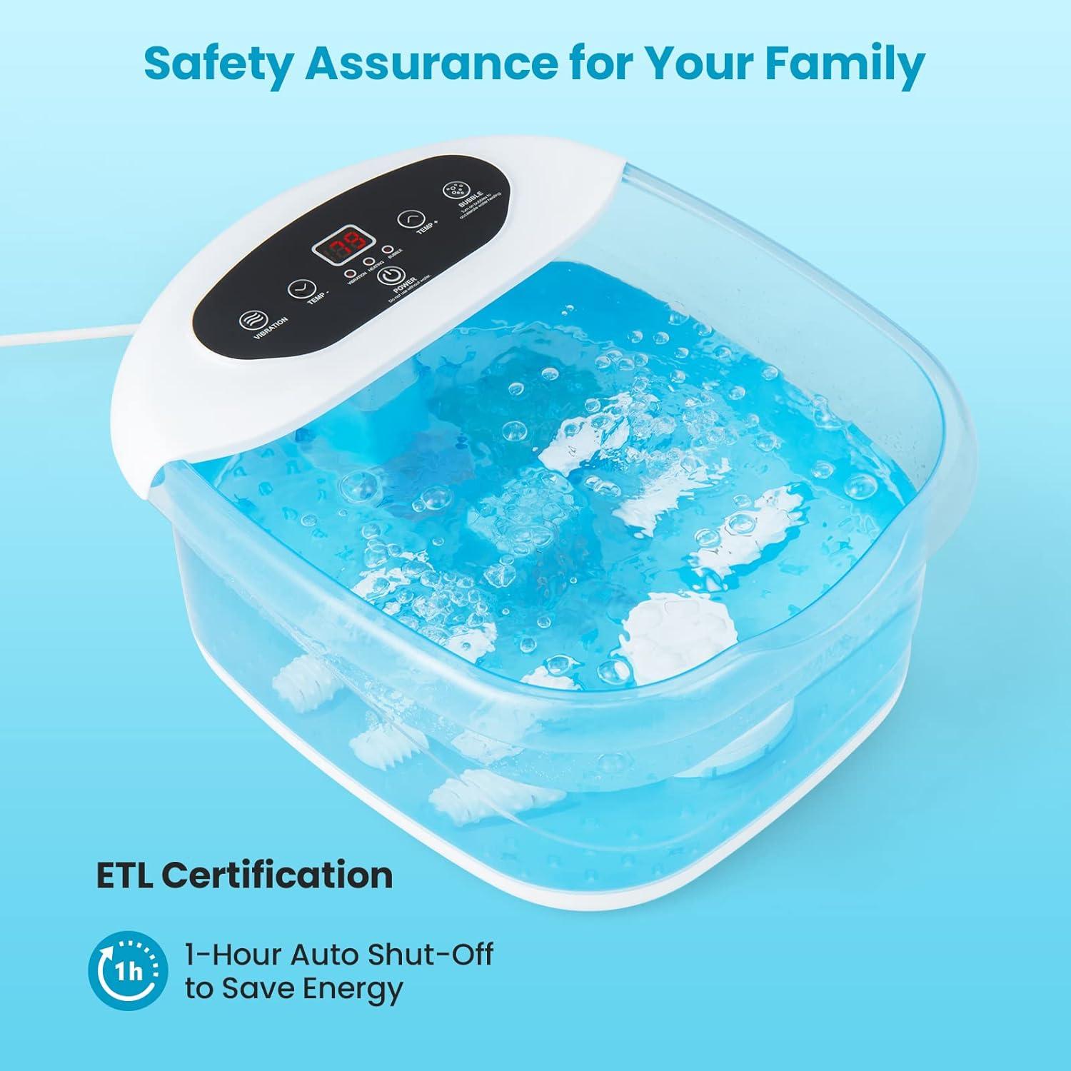 image:imageGiantex Foot Spa with Heat and Massage Feet Bath Soak Tub wBubble Vibration Removable Pedicure Stone Massage Beads Auto ShutOff Relieve Feet Stress Pedicure Foot Soaker Tub BlueBlue