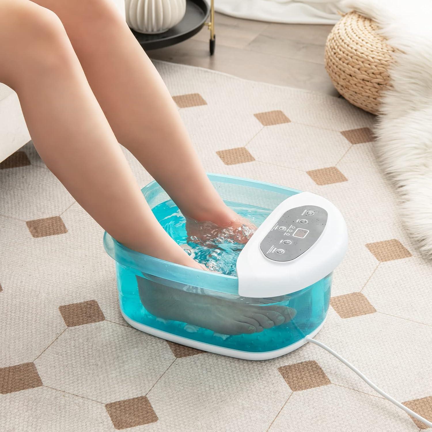 image:imageGiantex Foot Spa with Heat and Massage Feet Bath Soak Tub wBubble Vibration Removable Pedicure Stone Massage Beads Auto ShutOff Relieve Feet Stress Pedicure Foot Soaker Tub BlueTurquoise