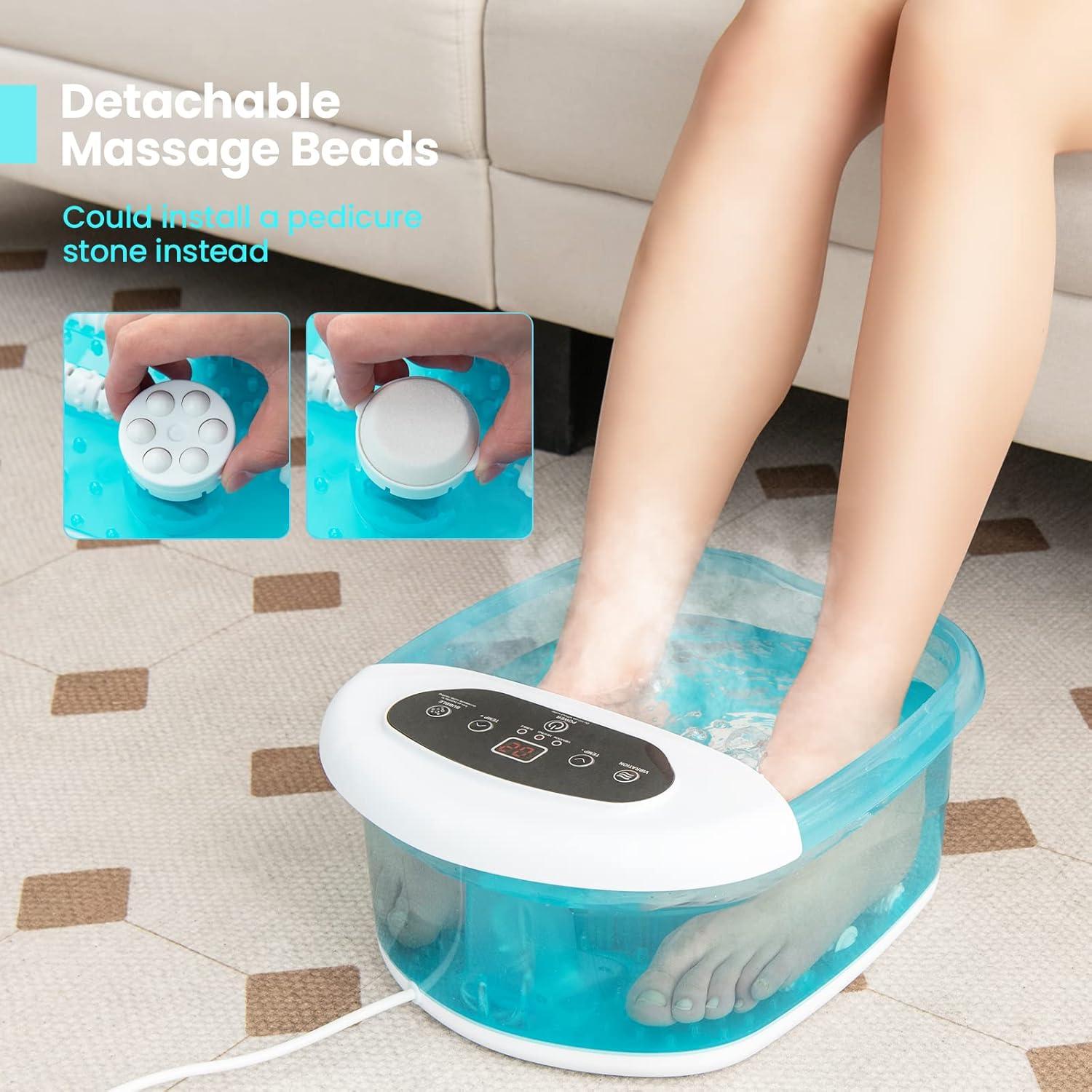 image:imageGiantex Foot Spa with Heat and Massage Feet Bath Soak Tub wBubble Vibration Removable Pedicure Stone Massage Beads Auto ShutOff Relieve Feet Stress Pedicure Foot Soaker Tub BlueTurquoise