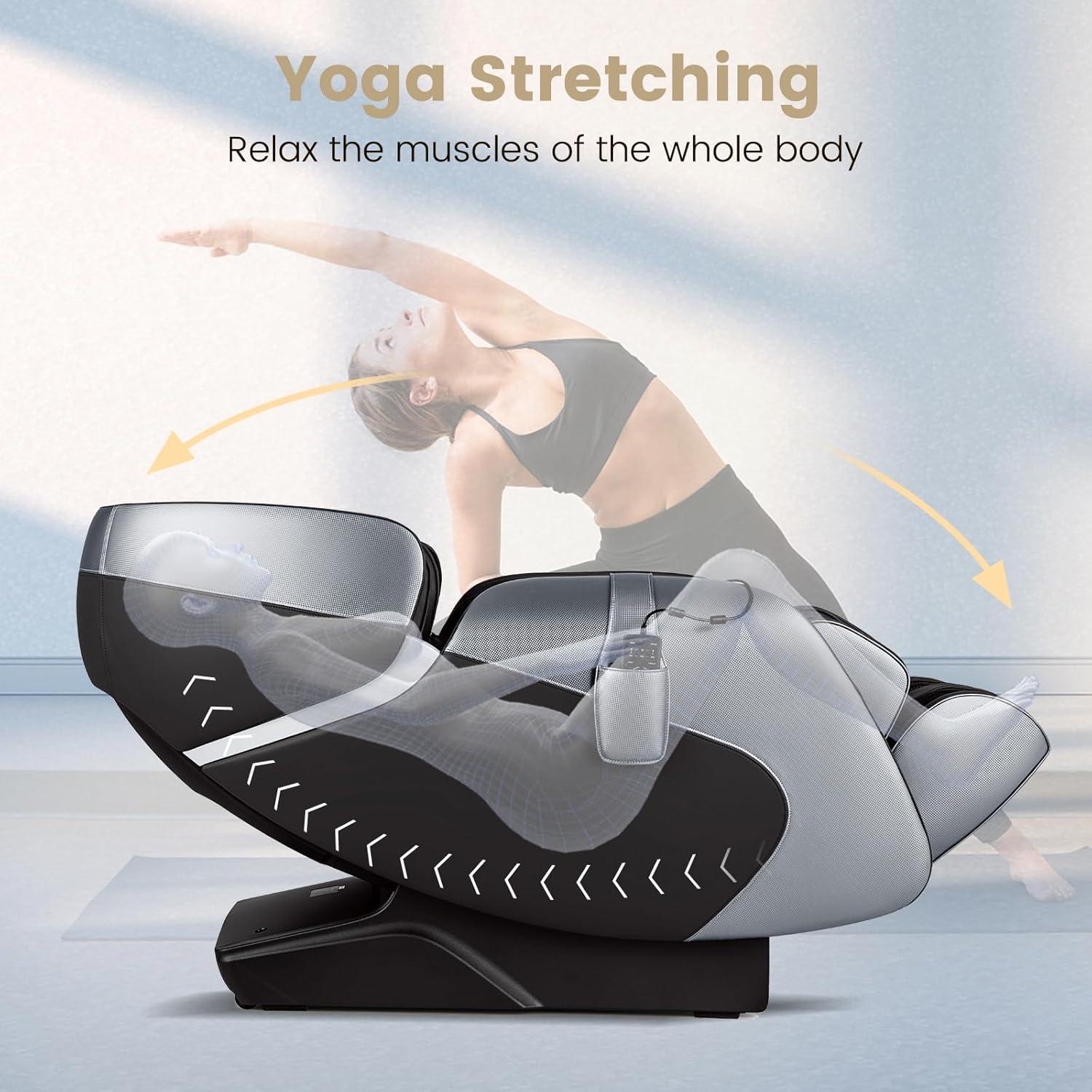 image:imageGiantex Full Body Massage Chair Zero Gravity Shiatsu Massage Recliner with SL Track Voice Control Heat Foot Roller Thai Yoga Stretch Airbags 12 Auto Modes 5 Manual Modes Free Indoor DeliveryBlack