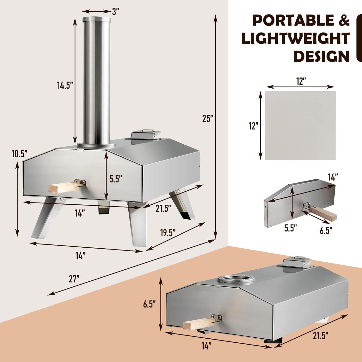 image:imageGiantex GTGE10731NP Outdoor Oven with 12 Pizza Stone 27 x 14 x 25 L x W x H Silver