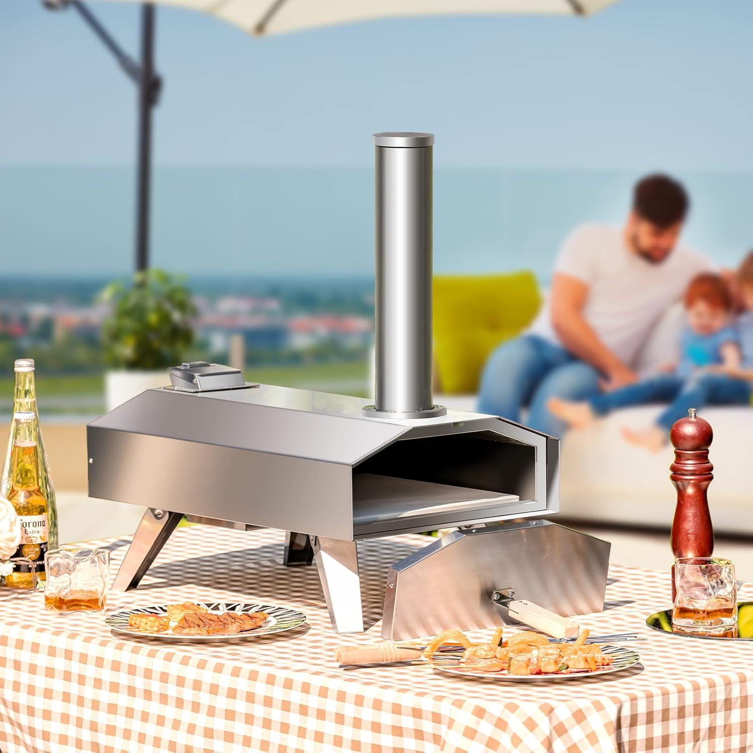image:imageGiantex GTGE10731NP Outdoor Oven with 12 Pizza Stone 27 x 14 x 25 L x W x H Silver