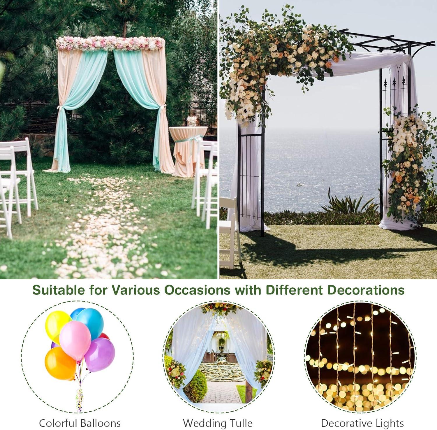 image:imageGiantex Garden Arbor Wedding Arch for Ceremony Party Metal Trellis Archway for Climbing Plants Rose Grape Vines Steel Frame Pergola Decoration for Backyard Patio Lawn Pathway Easy to Assemble