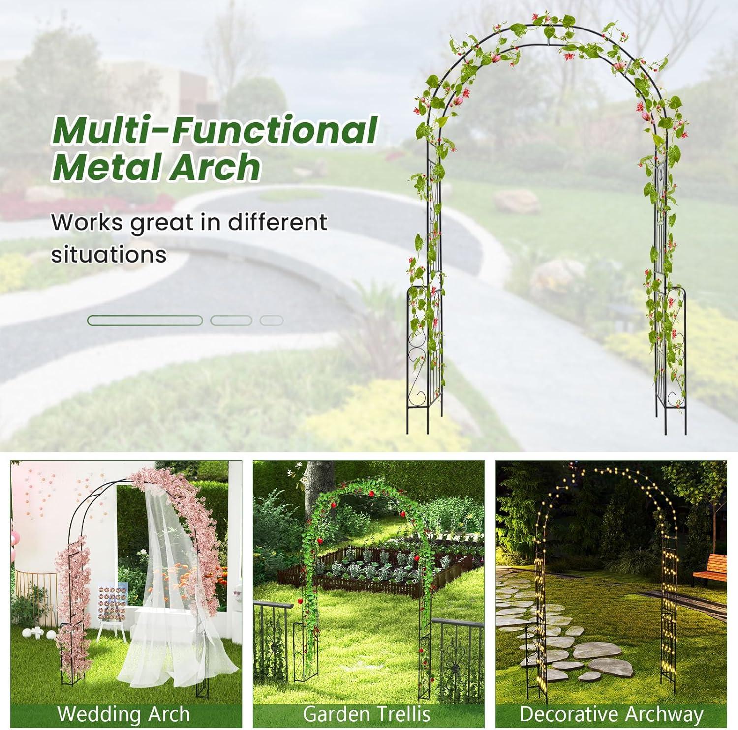 image:imageGiantex Garden Arch Trellis 79 ft Metal Arbor Pergola for Climbing Plants Rose Clematis Vines Wedding Archway Arbour for Party Ceremony Backdrop Stand Outdoor Garden Yard Lawn Decoration