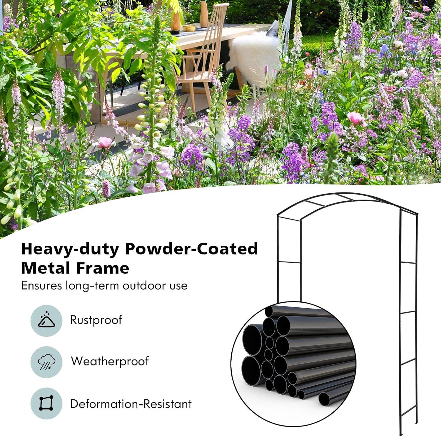 image:imageGiantex Garden Arch Trellis 75FT High x 46FT Wide Metal Garden Arbor Rose Arch for Climbing Plants Wedding Archway with Stakes Outdoor Trellises Pergola for Lawn Bridal Party Decoration