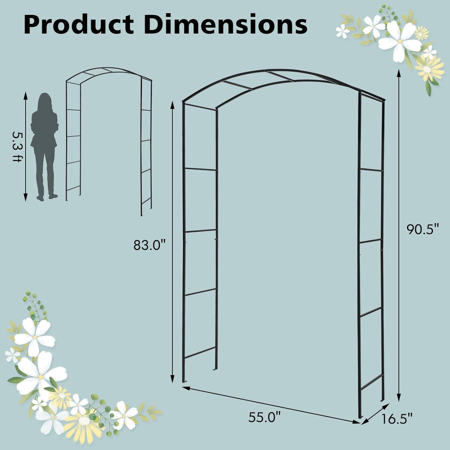 image:imageGiantex Garden Arch Trellis 75FT High x 46FT Wide Metal Garden Arbor Rose Arch for Climbing Plants Wedding Archway with Stakes Outdoor Trellises Pergola for Lawn Bridal Party Decoration