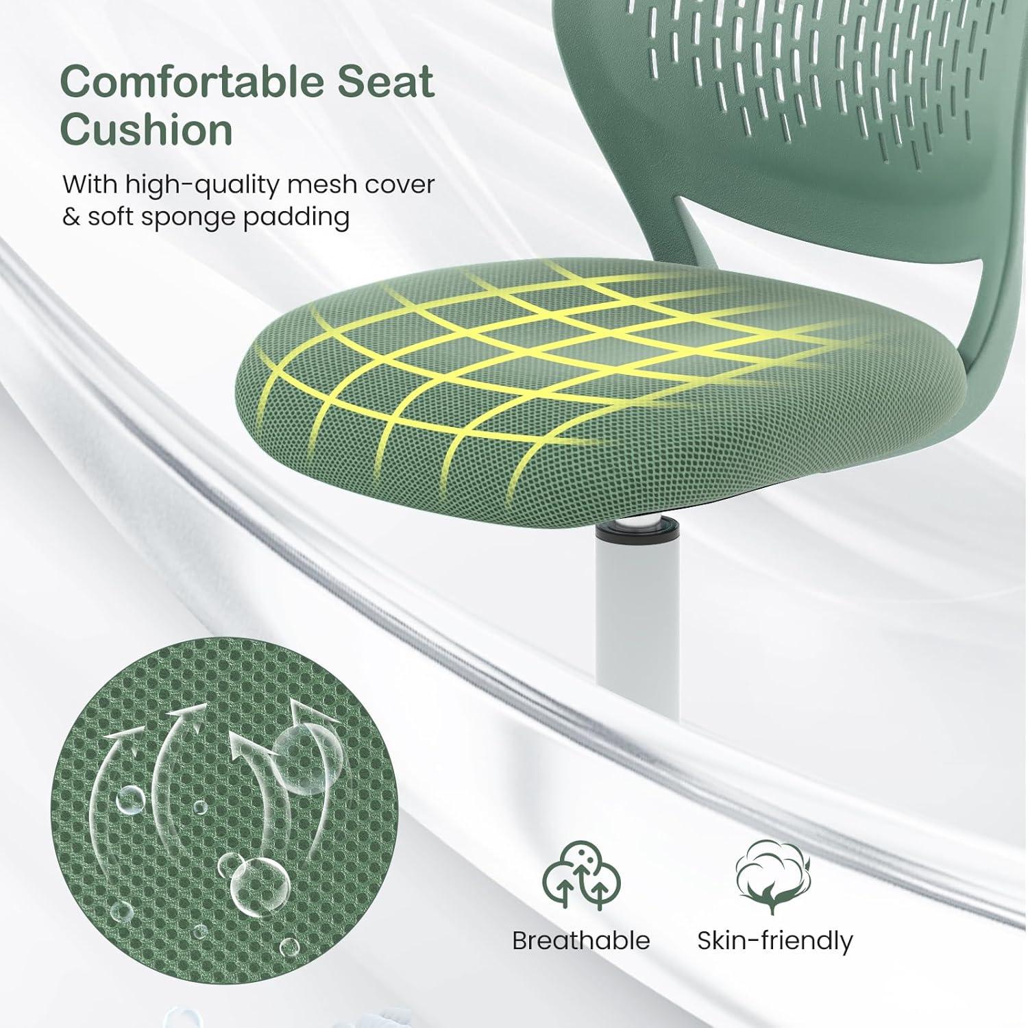 image:imageGiantex Kids Desk Chair Adjustable Children Study Chair Swivel Armless Mesh Task Student Chair Child Desk Chair with Adjustable Height amp Lumbar Support Computer Chair BlueSage