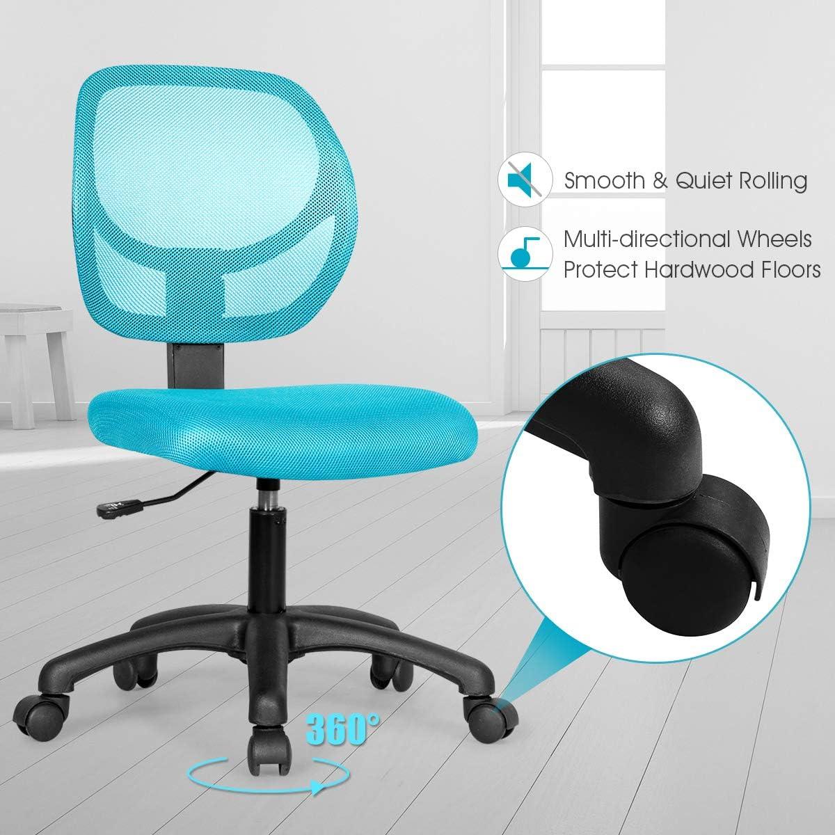 image:imageGiantex Kids Desk Chair LowBack Mesh Children Computer Task Chair with Adjustable Height amp Support Lumbar Upholstered Mesh Swivel Chair for Boys Girls Green