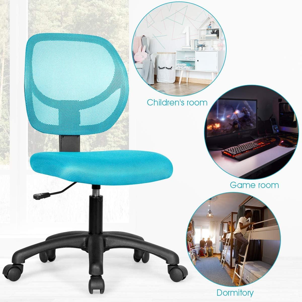 image:imageGiantex Kids Desk Chair LowBack Mesh Children Computer Task Chair with Adjustable Height amp Support Lumbar Upholstered Mesh Swivel Chair for Boys Girls Green