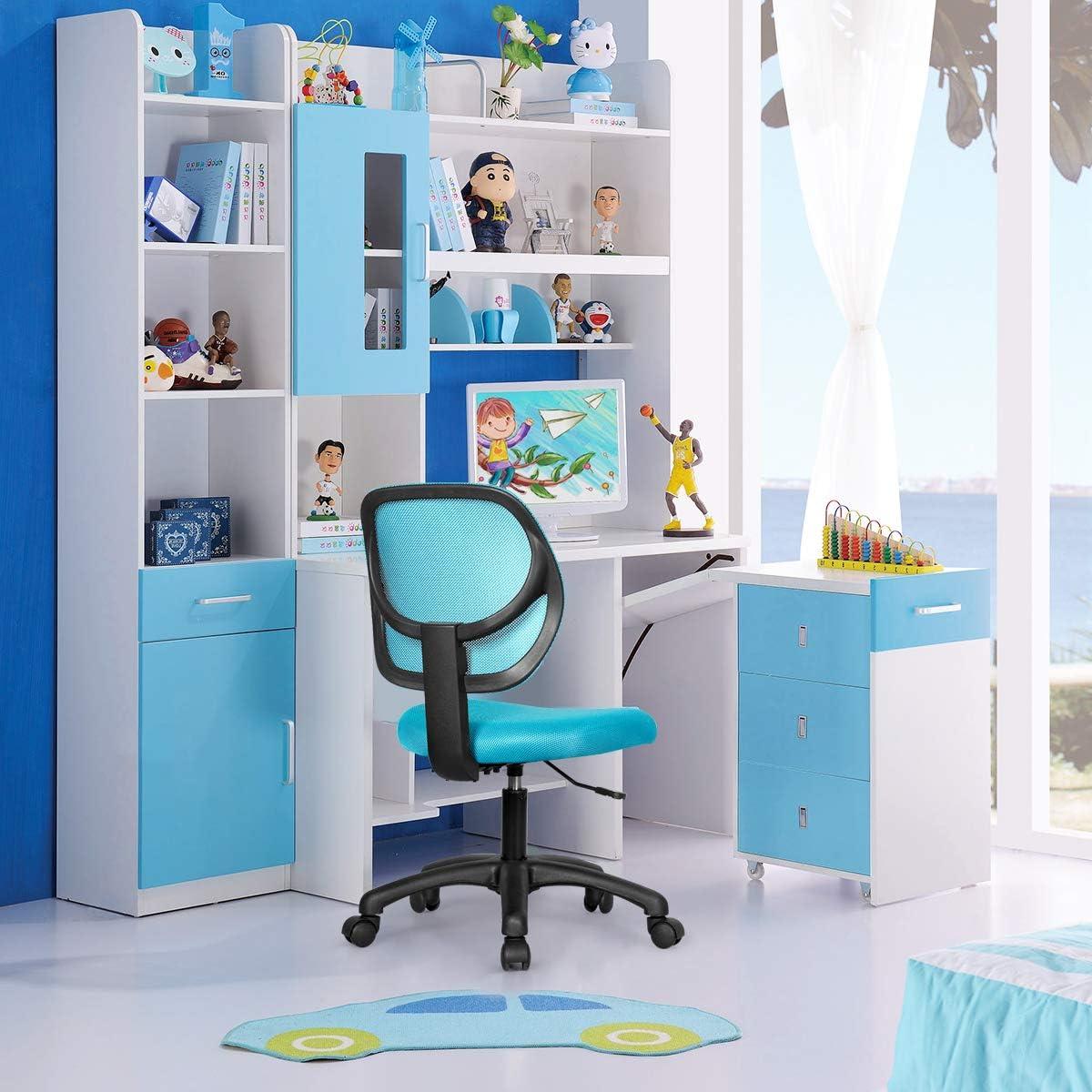 image:imageGiantex Kids Desk Chair LowBack Mesh Children Computer Task Chair with Adjustable Height amp Support Lumbar Upholstered Mesh Swivel Chair for Boys Girls Green