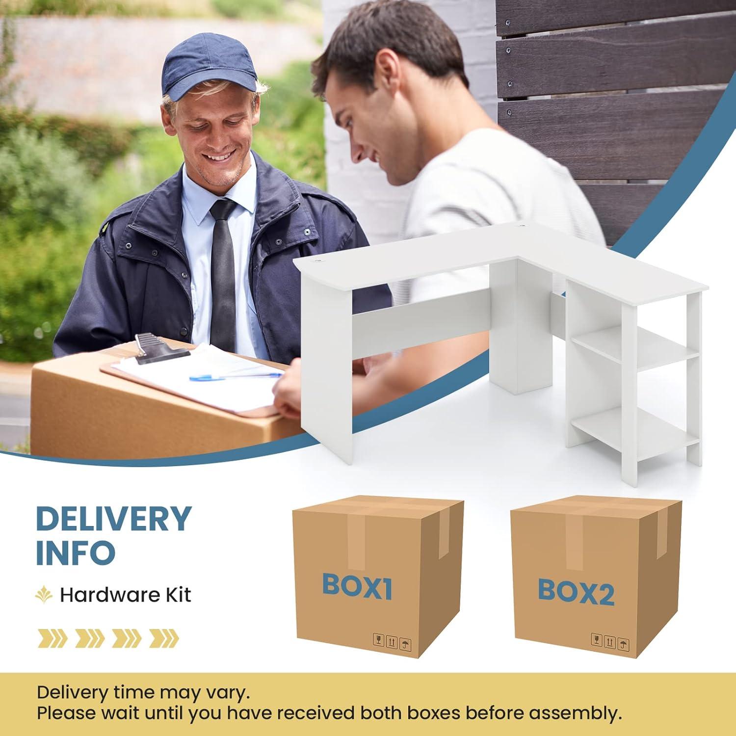 image:imageGiantex L Shaped Computer Desk 51 Large Corner Desk with 2 Cable Holes amp 2 Storage Shelves Modern Office Gaming Table Writing Study Workstation with CPU Stand for Home Office WhiteWhite
