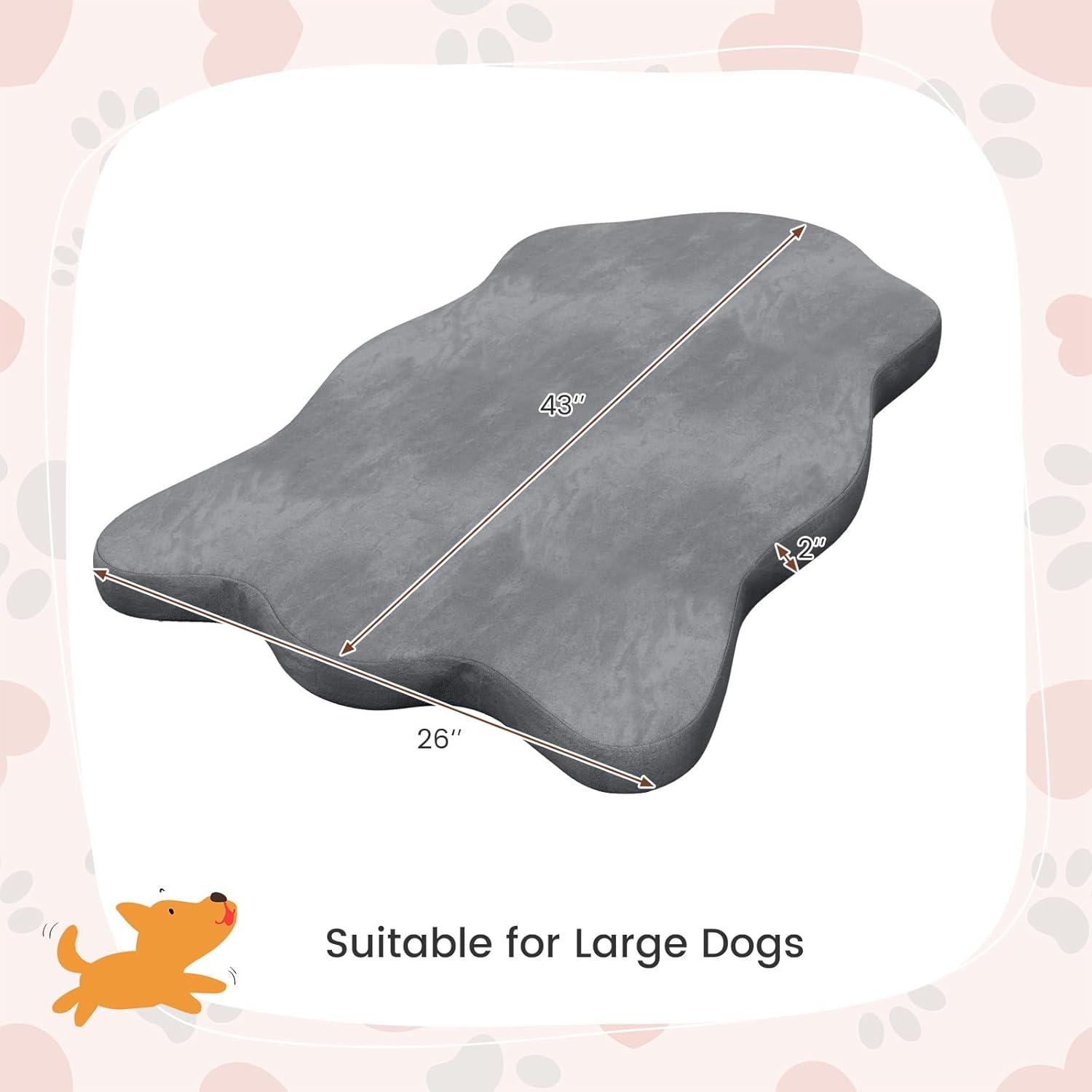 image:imageGiantex Memory Foam Dog Bed with Removable Washable Cover NonSlip Bottom Egg Crate Foam Pet Sleeping Mat for Large Medium Dogs 43 x 26 inch Orthopedic Dog Bed Indoor Outdoor GrayGray