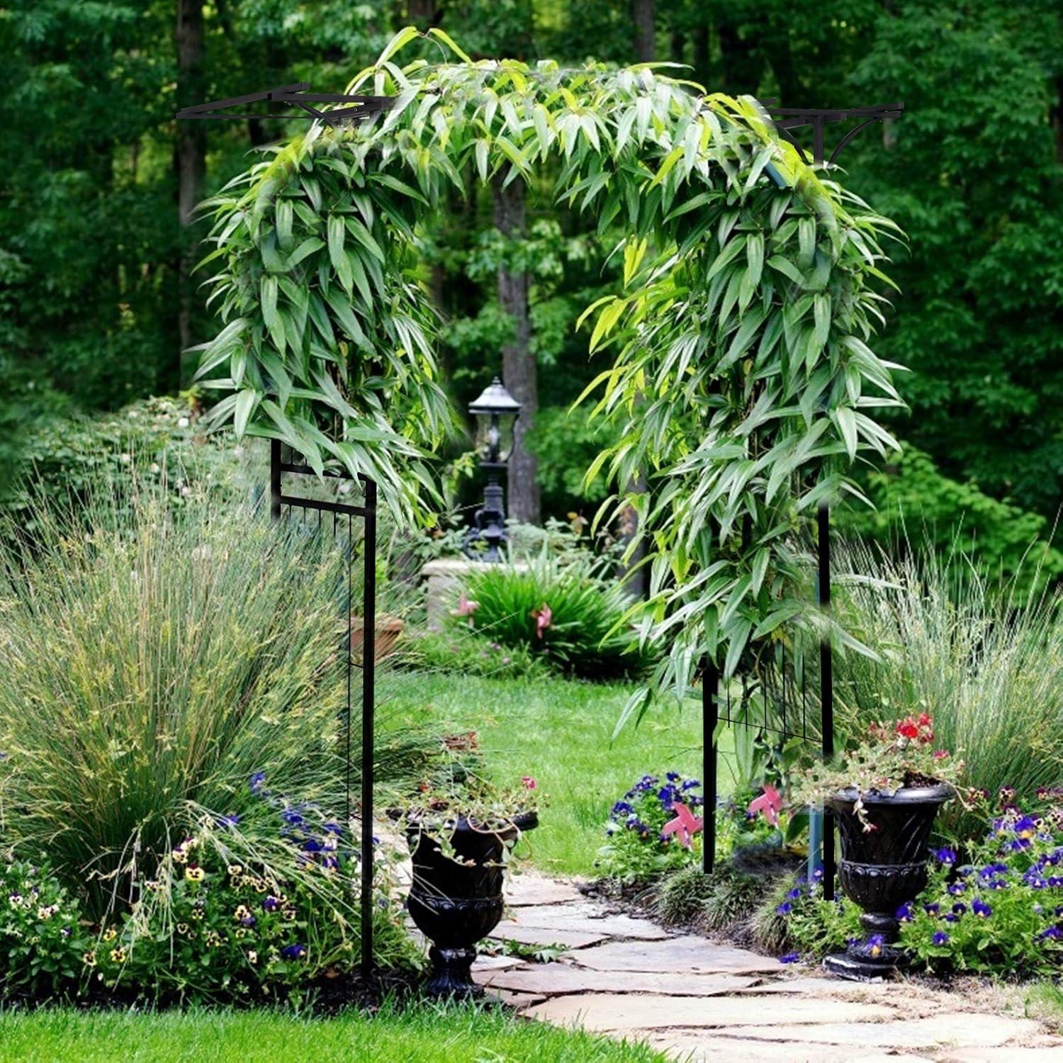 image:imageGiantex Metal Garden Arch Wedding Arbor for Ceremony Pergola Garden Trellis for Various Climbing Plant Bridal Party Decoration Arbor for Outdoor Lawn Backyard