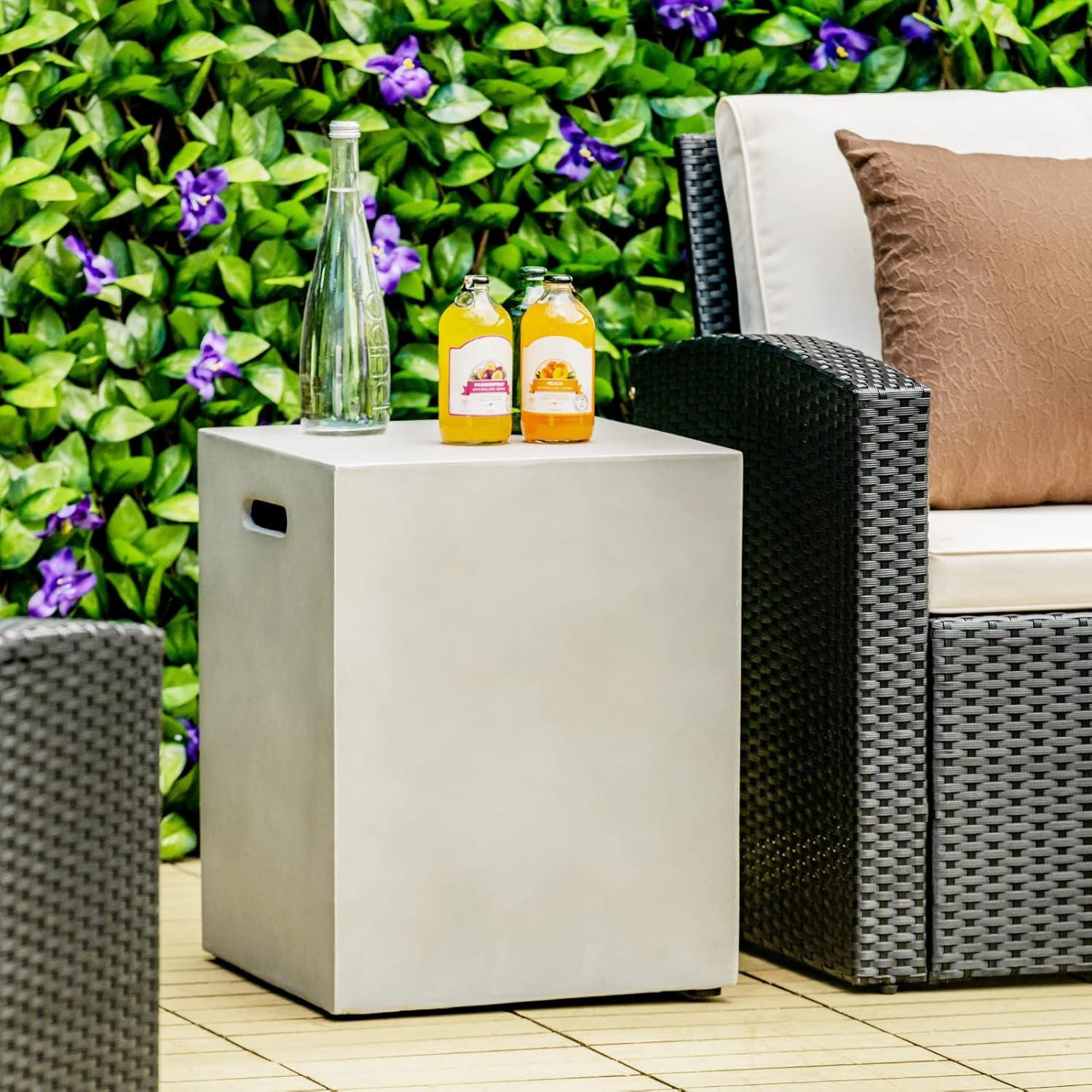 image:imageGiantex Outdoor Tank Hideaway Table Propane Tank Cover for Standard 20 LBS Propane Gas Tank Outside Patio Side End Table with Side Handles BrownGrey