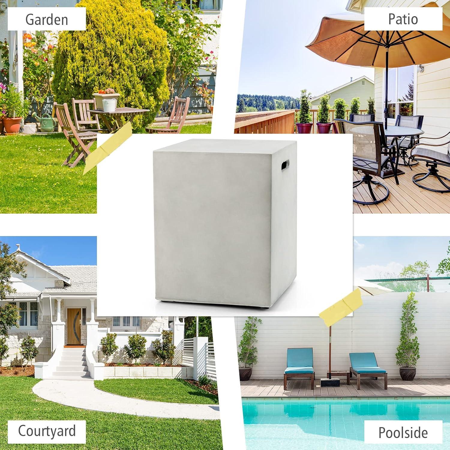 image:imageGiantex Outdoor Tank Hideaway Table Propane Tank Cover for Standard 20 LBS Propane Gas Tank Outside Patio Side End Table with Side Handles BrownGrey