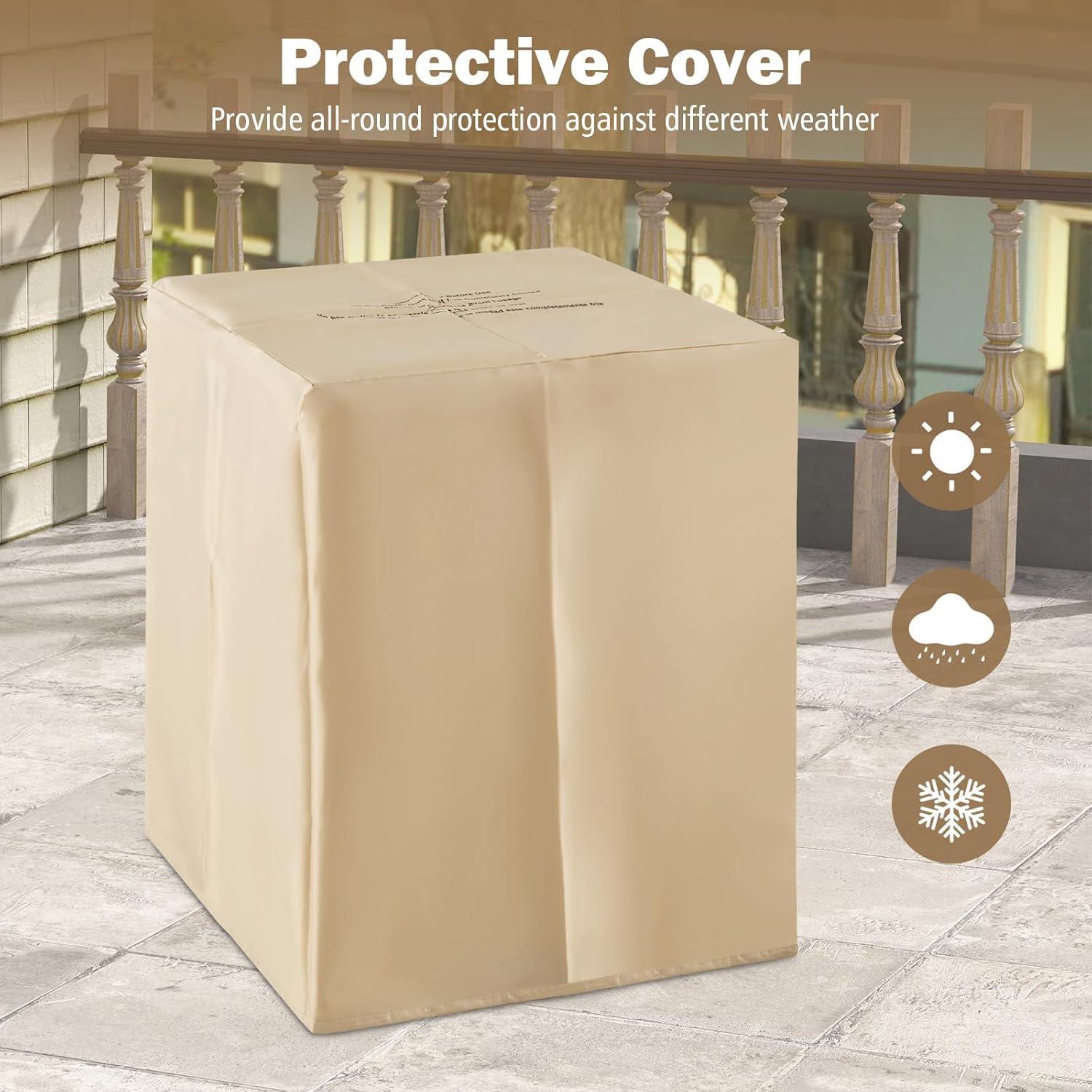image:imageGiantex Outdoor Tank Hideaway Table Propane Tank Cover for Standard 20 LBS Propane Gas Tank Outside Patio Side End Table with Side Handles BrownWhite