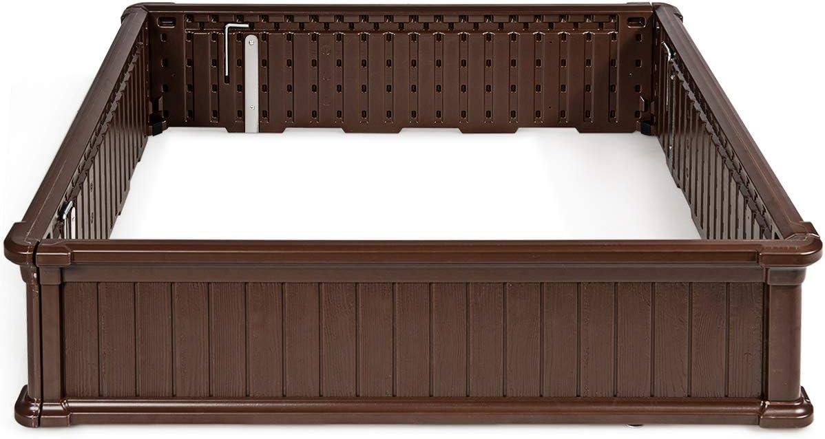 image:imageGiantex Plant Raised Bed Planter for Vegetables Flower Outdoor Garden Plant Box Patio Backyard Easy Assembly 2 Pcs 485Lx485Wx12H Brown