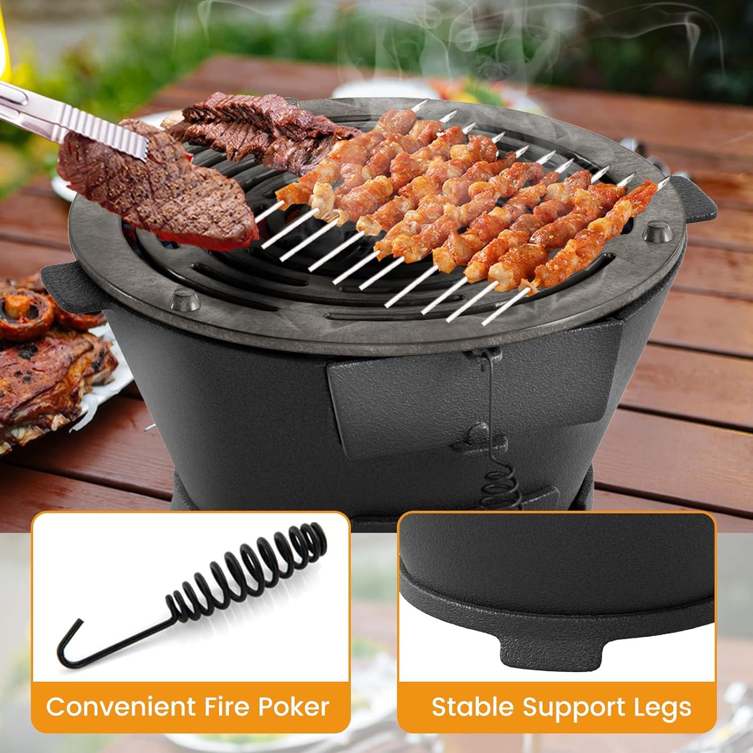 image:imageGiantex Portable Hibachi Grill Doublesided Cast Iron Grill with Air Regulating Door amp Fire Gate Grate Lifter Ideal for Outdoor Picnic Camping amp Backyard Barbecue CookingRound Grill