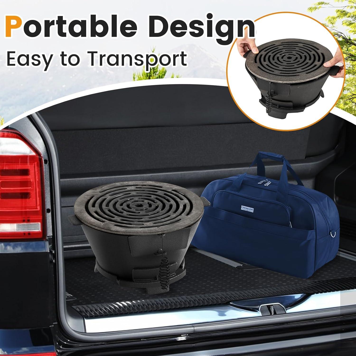 image:imageGiantex Portable Hibachi Grill Doublesided Cast Iron Grill with Air Regulating Door amp Fire Gate Grate Lifter Ideal for Outdoor Picnic Camping amp Backyard Barbecue CookingRound Grill