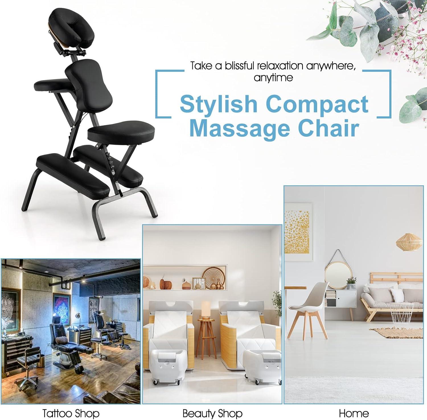 image:imageGiantex Portable Light Weight Massage Chair Travel Massage Tattoo Spa Chair wCarrying BagBlack