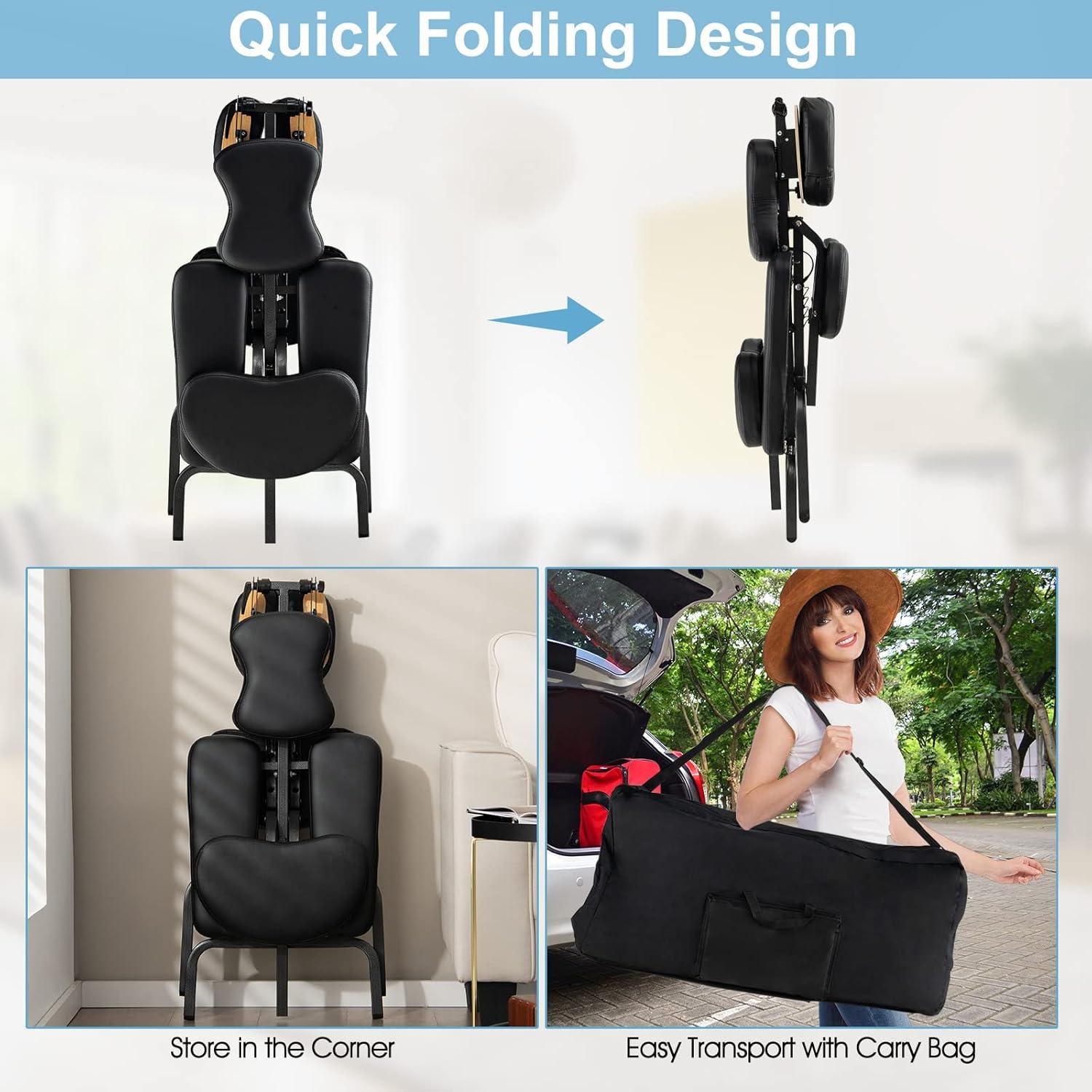image:imageGiantex Portable Light Weight Massage Chair Travel Massage Tattoo Spa Chair wCarrying BagBlack