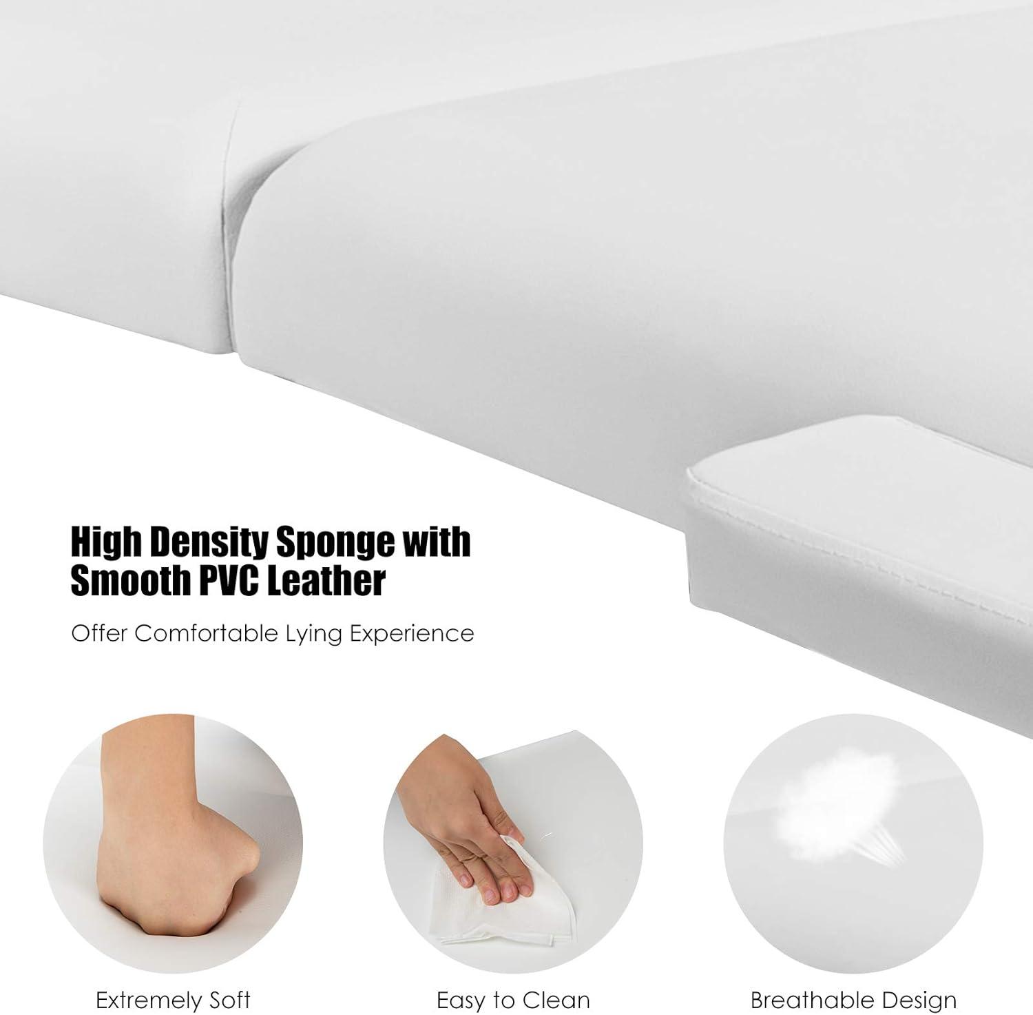 image:imageGiantex Portable Massage Table Lash Bed Massage Bed Spa Bed Height Adjustable wFace Cradle amp Carry Case Professional Facial Salon Tattoo Table for Spa Beauty Salon Home Use White