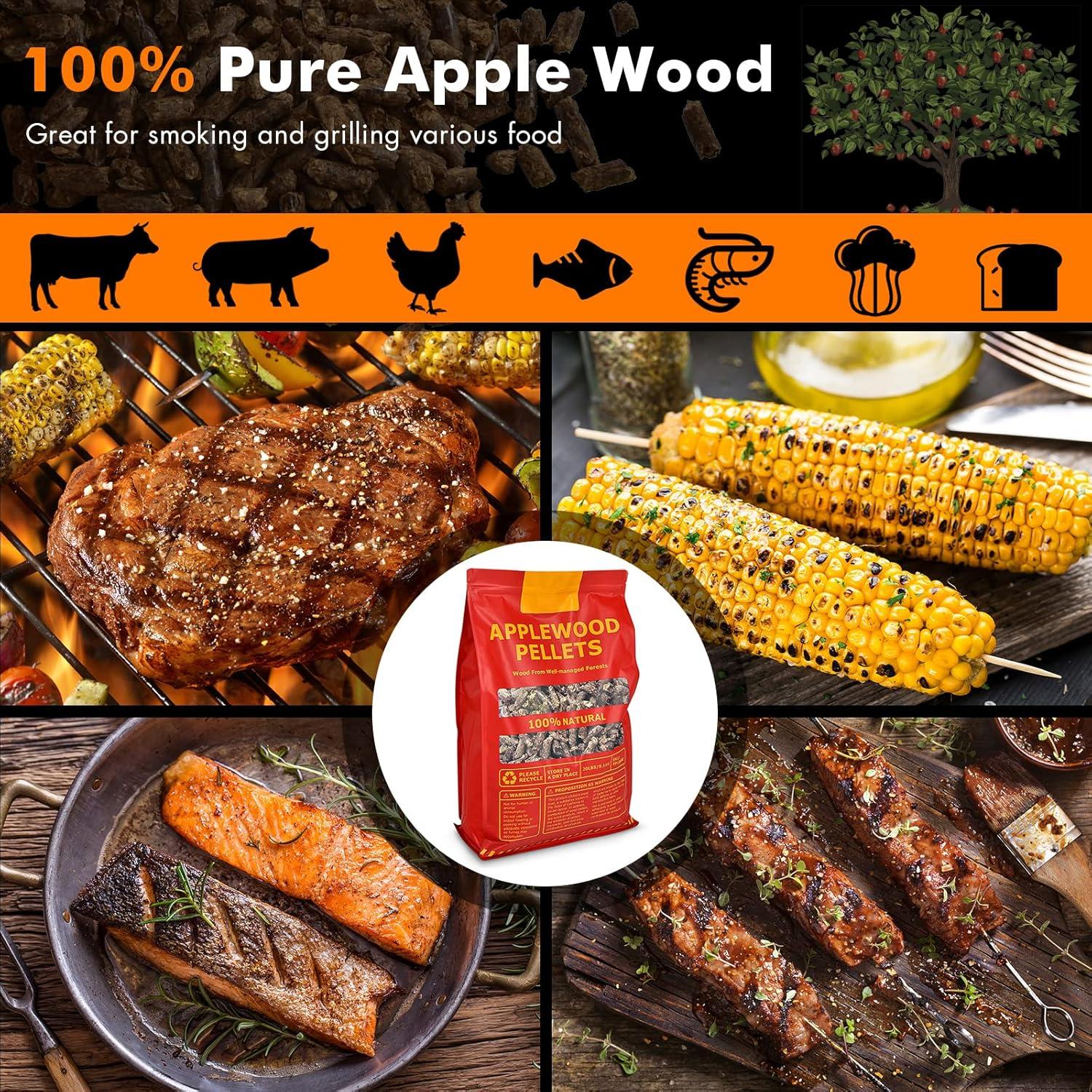 image:imageGiantex Premium Apple Wood Pellets All Natural Hardwood Pellets with Fruity Flavour for Grilling Smoking Bake Roast BBQ 100 Pure Apple Wood Pellets for Smoker Grill Pizza Oven 20 lb Bag