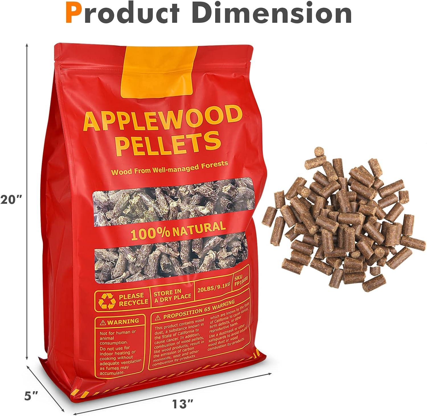 image:imageGiantex Premium Apple Wood Pellets All Natural Hardwood Pellets with Fruity Flavour for Grilling Smoking Bake Roast BBQ 100 Pure Apple Wood Pellets for Smoker Grill Pizza Oven 20 lb Bag