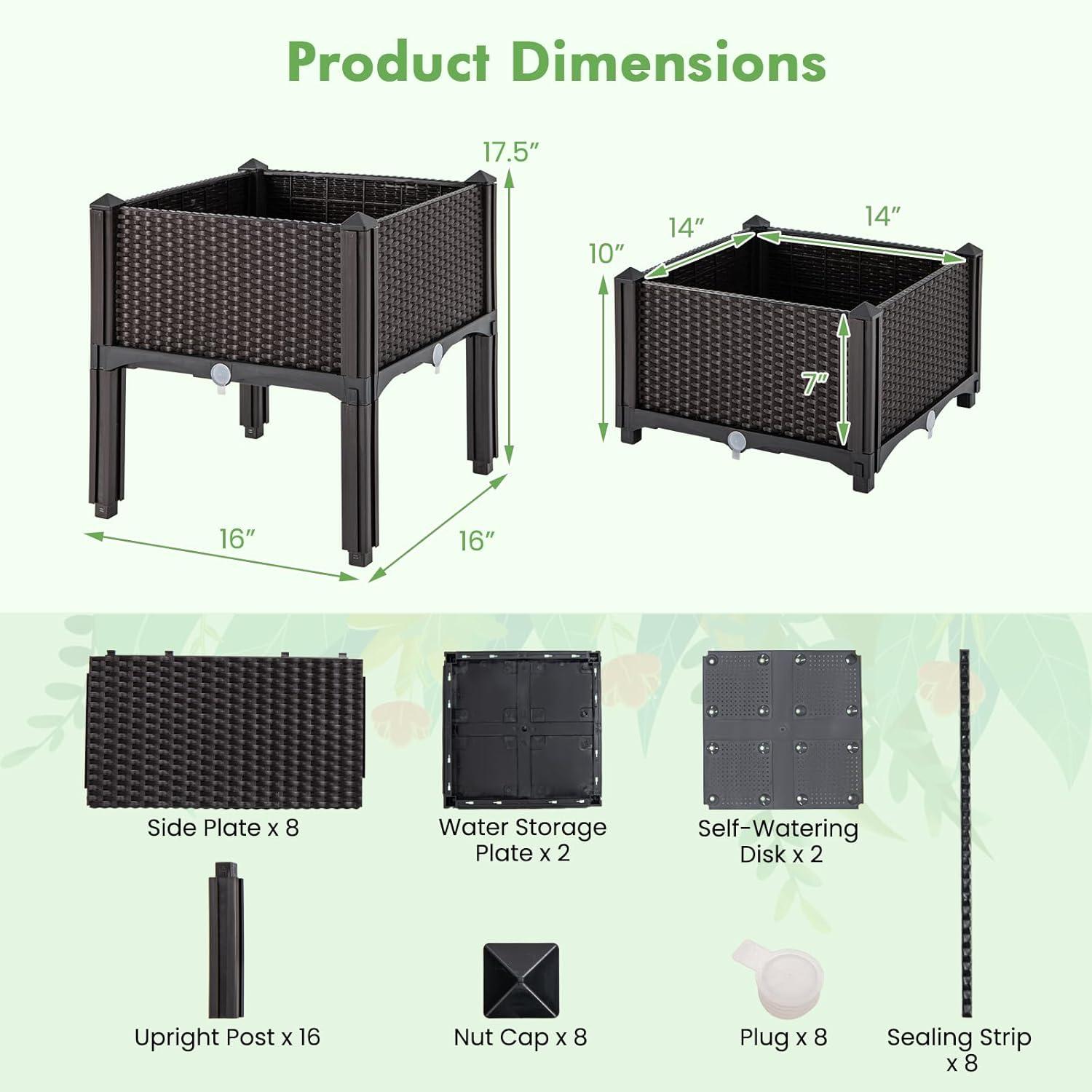 image:imageGiantex Raised Garden Bed Elevated Planter Box Kit W 8 Legs 2 Planter Boxes SelfWatering System Drainage Holes Indoor amp Outdoor Vegetable Fruit Flower Herb Growing BoxBrown