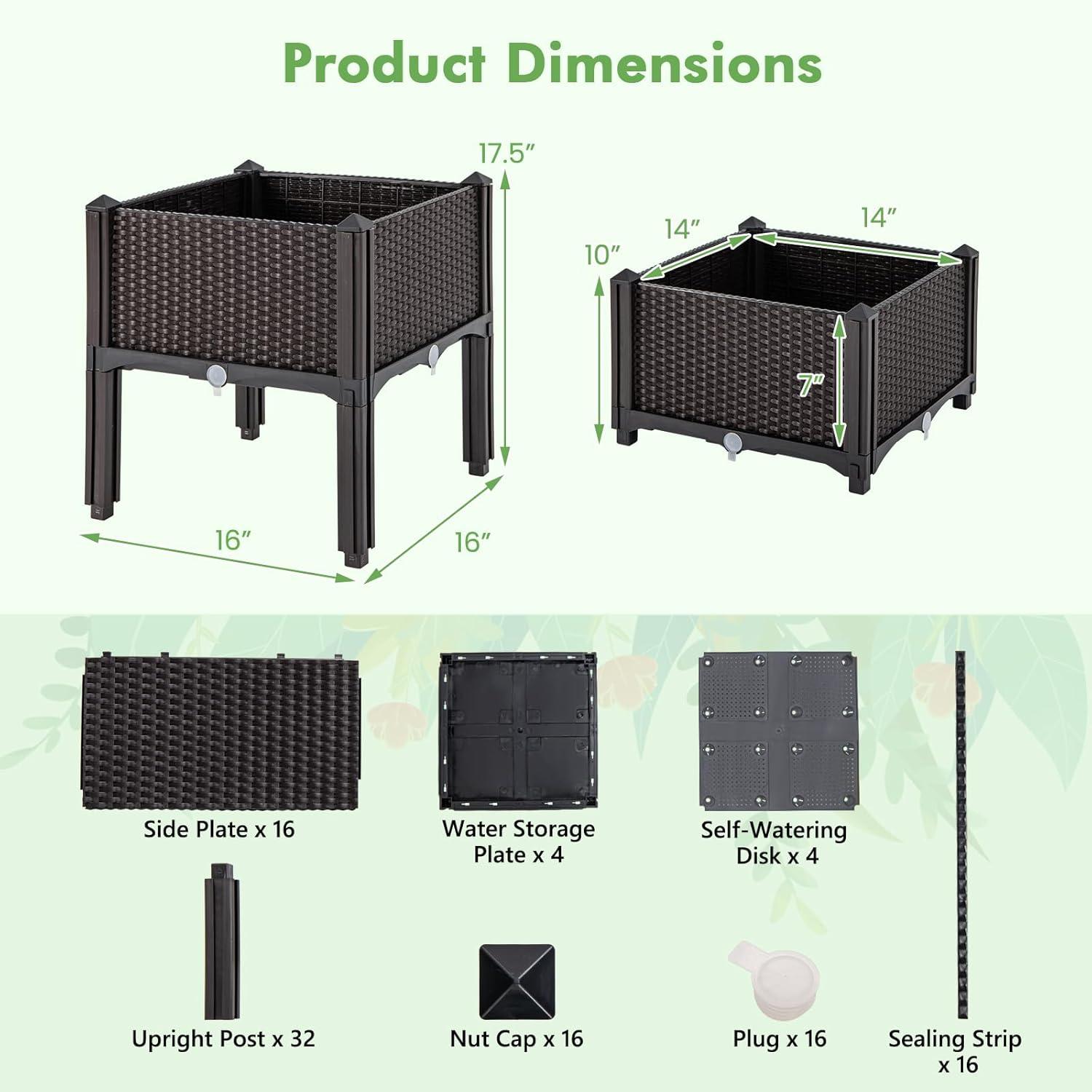 image:imageGiantex Raised Garden Bed Elevated Planter Box Kit W 8 Legs 2 Planter Boxes SelfWatering System Drainage Holes Indoor amp Outdoor Vegetable Fruit Flower Herb Growing BoxBrown