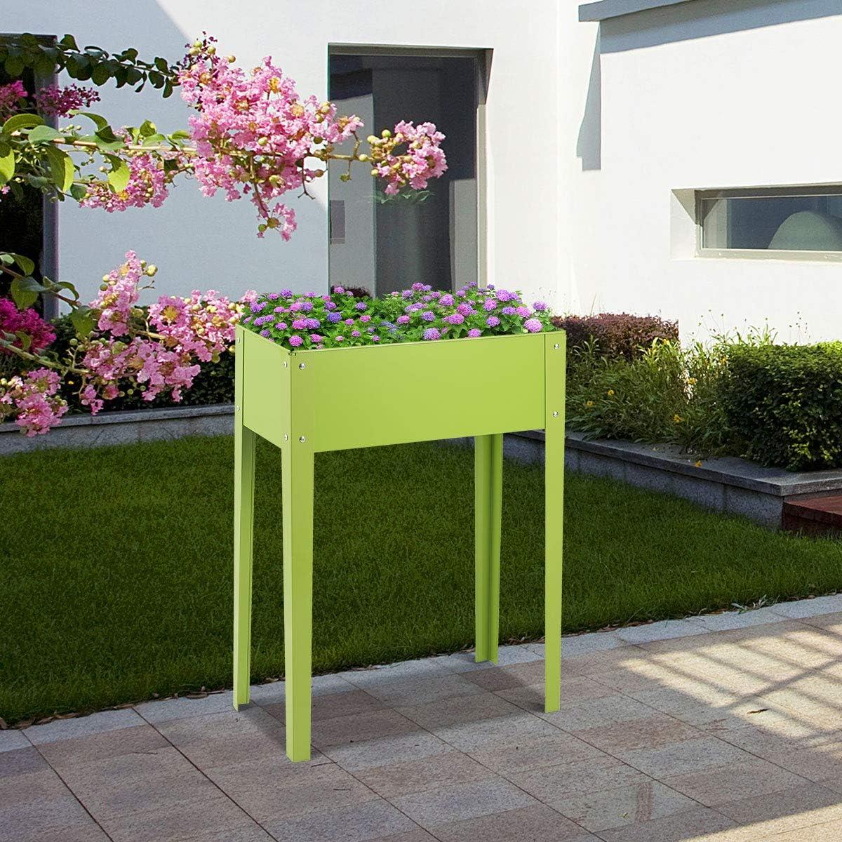 image:imageGiantex Raised Garden Bed Elevated Planter Metal Plant Box with Legs Standing Garden Stand Indoor and Outdoor Grow Container for Vegetables and Flowers 25 L x13W x18 H25L x13Wx315H