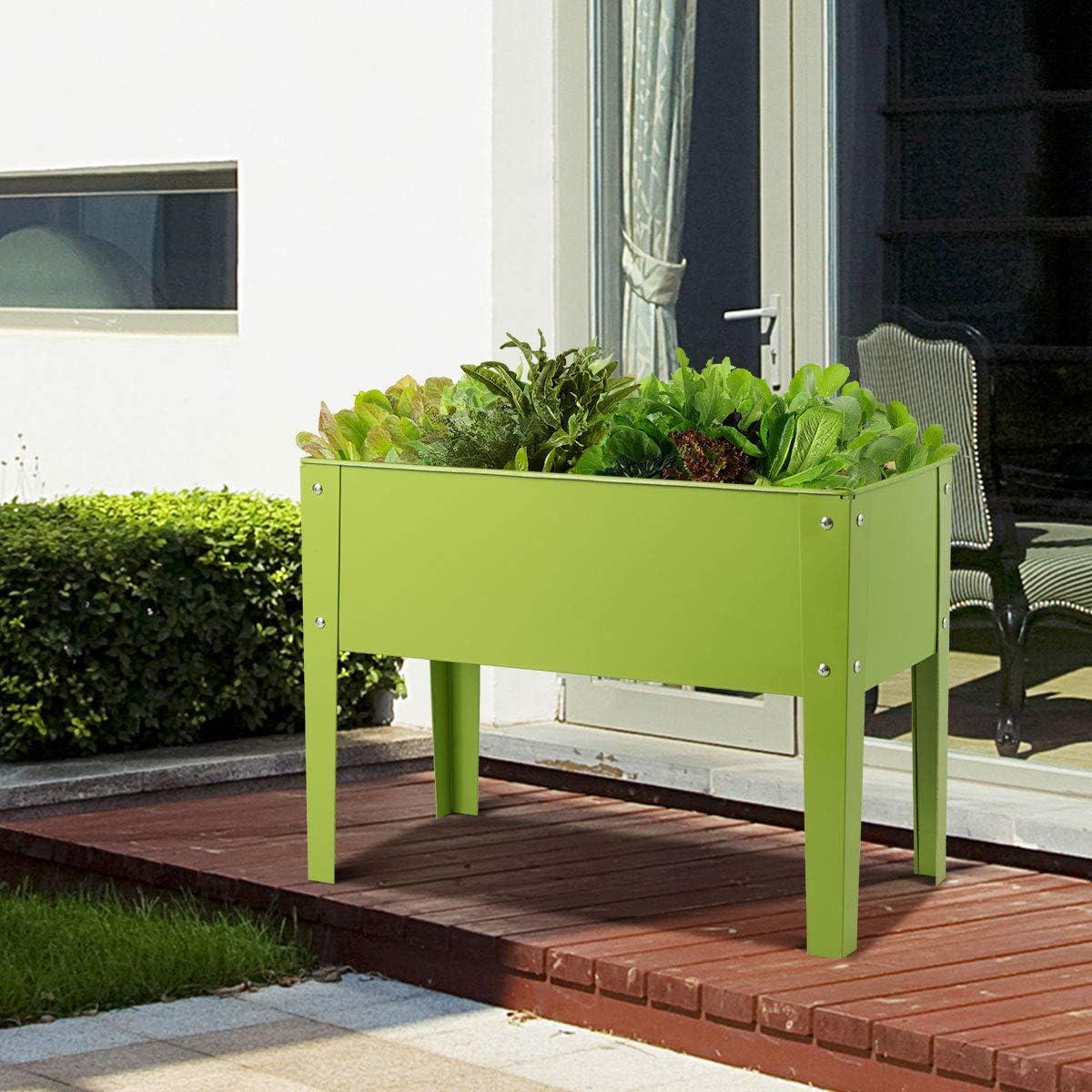 image:imageGiantex Raised Garden Bed Elevated Planter Metal Plant Box with Legs Standing Garden Stand Indoor and Outdoor Grow Container for Vegetables and Flowers 25 L x13W x18 H25Lx13Wx18H