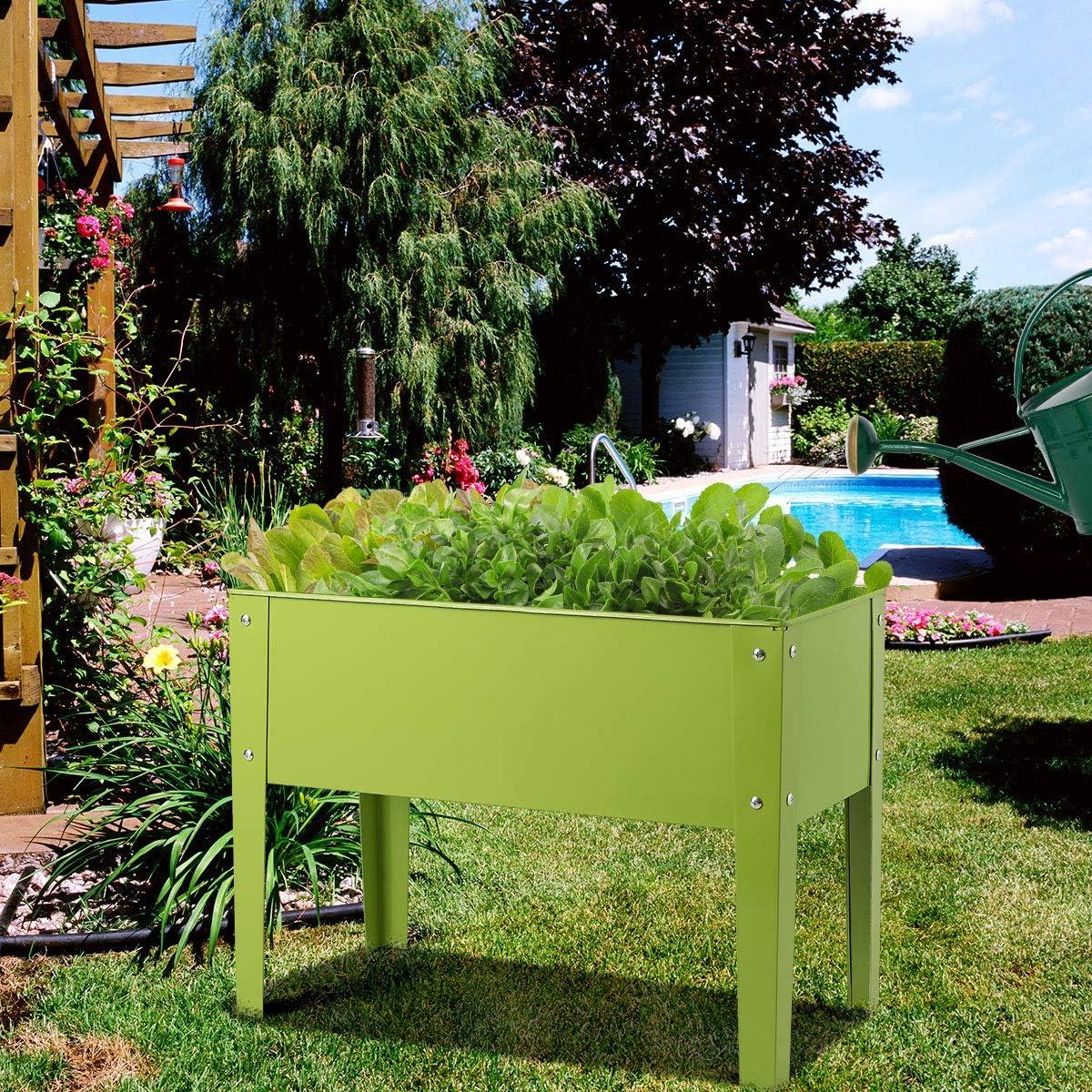 image:imageGiantex Raised Garden Bed Elevated Planter Metal Plant Box with Legs Standing Garden Stand Indoor and Outdoor Grow Container for Vegetables and Flowers 25 L x13W x18 H25Lx13Wx18H