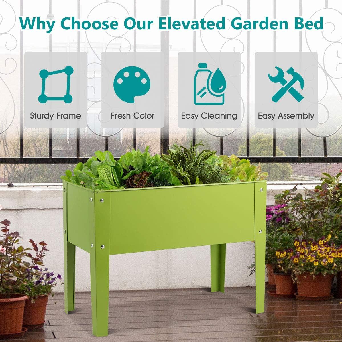 image:imageGiantex Raised Garden Bed Elevated Planter Metal Plant Box with Legs Standing Garden Stand Indoor and Outdoor Grow Container for Vegetables and Flowers 25 L x13W x18 H25Lx13Wx18H