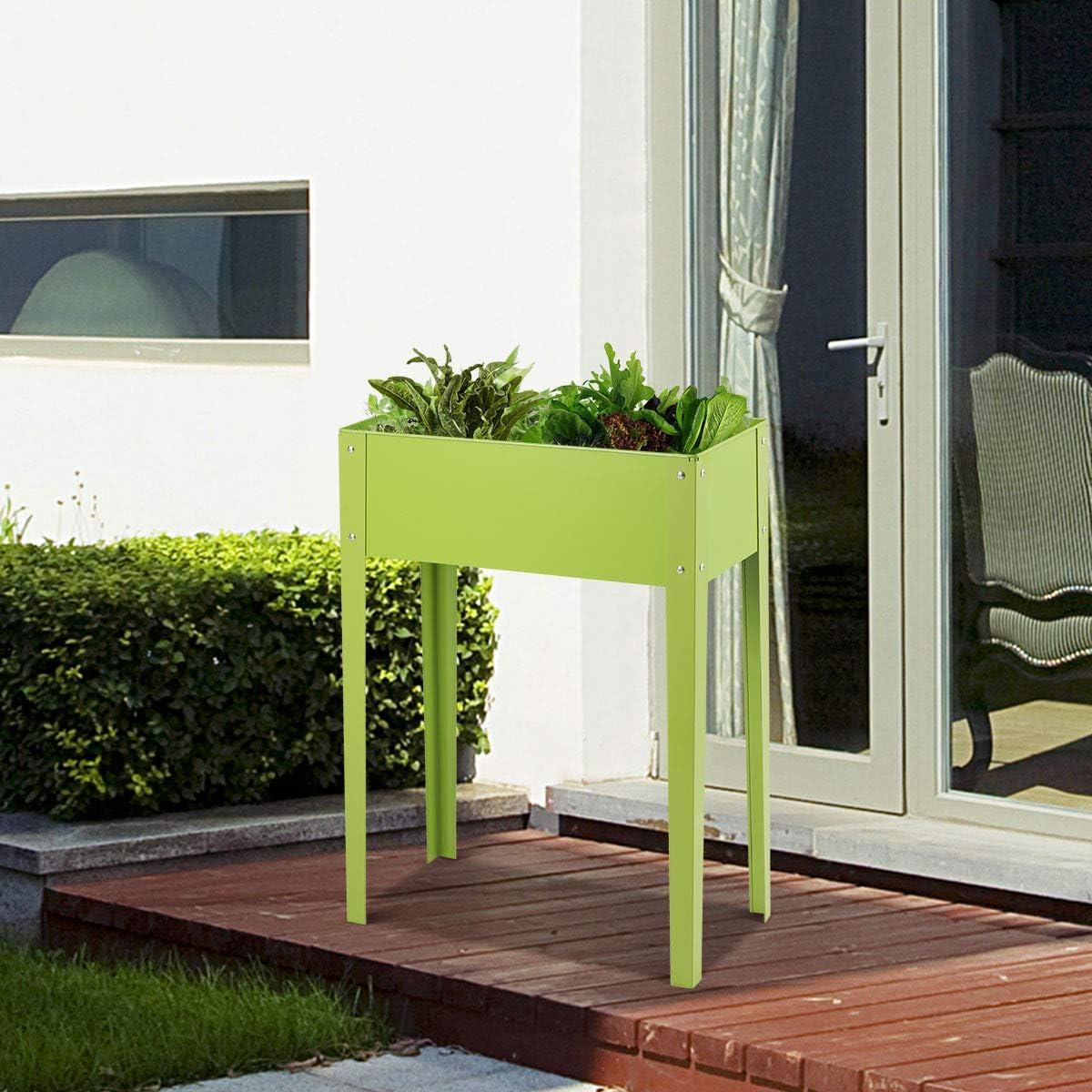 image:imageGiantex Raised Garden Bed Elevated Planter Metal Plant Box with Legs Standing Garden StandDrainage Holes Vegetables amp Flowers Growing Container for Indoor and Outdoor Use 40L x13W x 315H25L x13Wx315H
