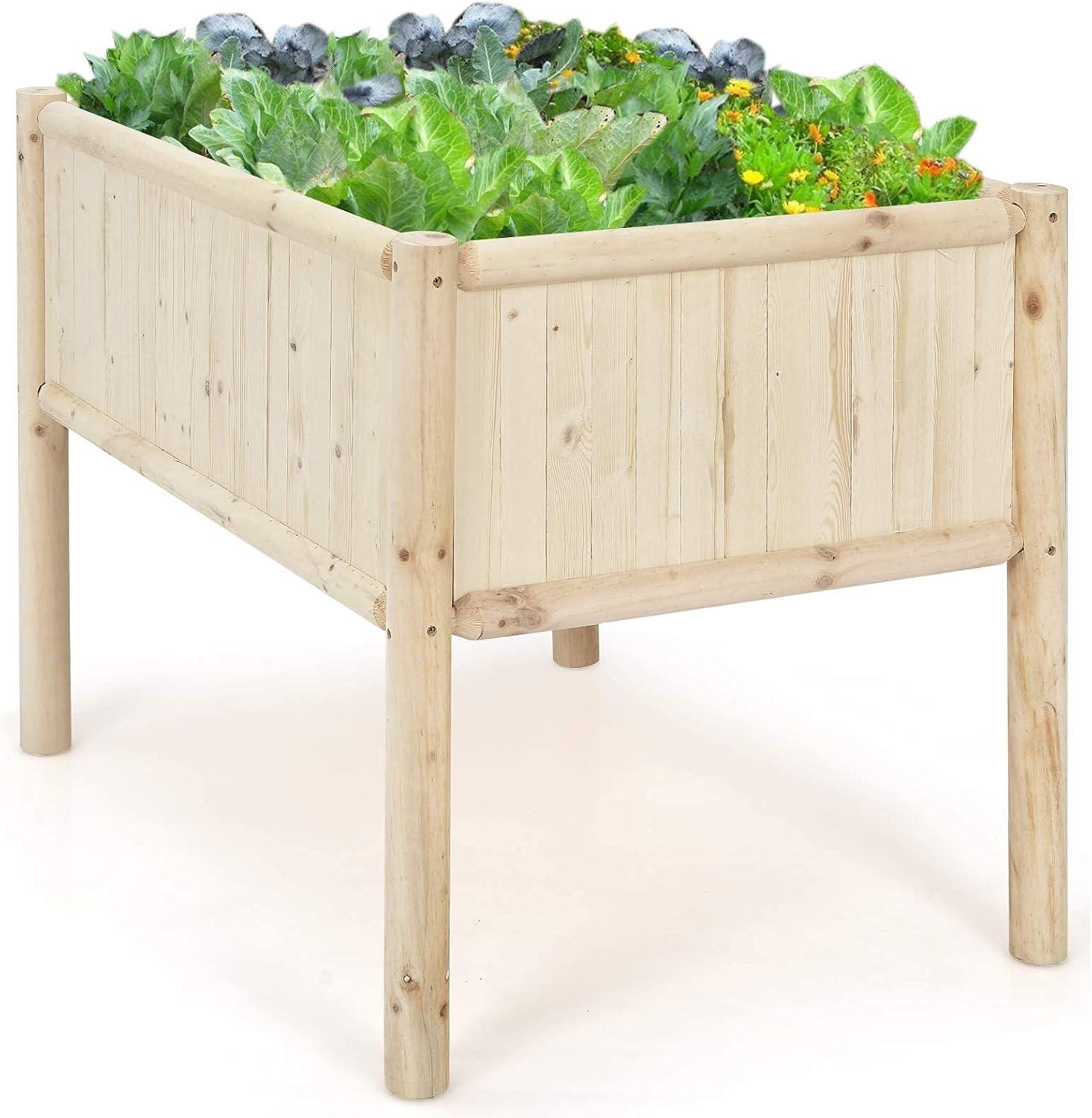 image:imageGiantex Raised Garden Bed Elevated Wood Planter Box Planter Raised Beds with Legs amp Black Liner Planting Raised Beds Herb Vegetable Flowers Growing Container Easy Assembly 1