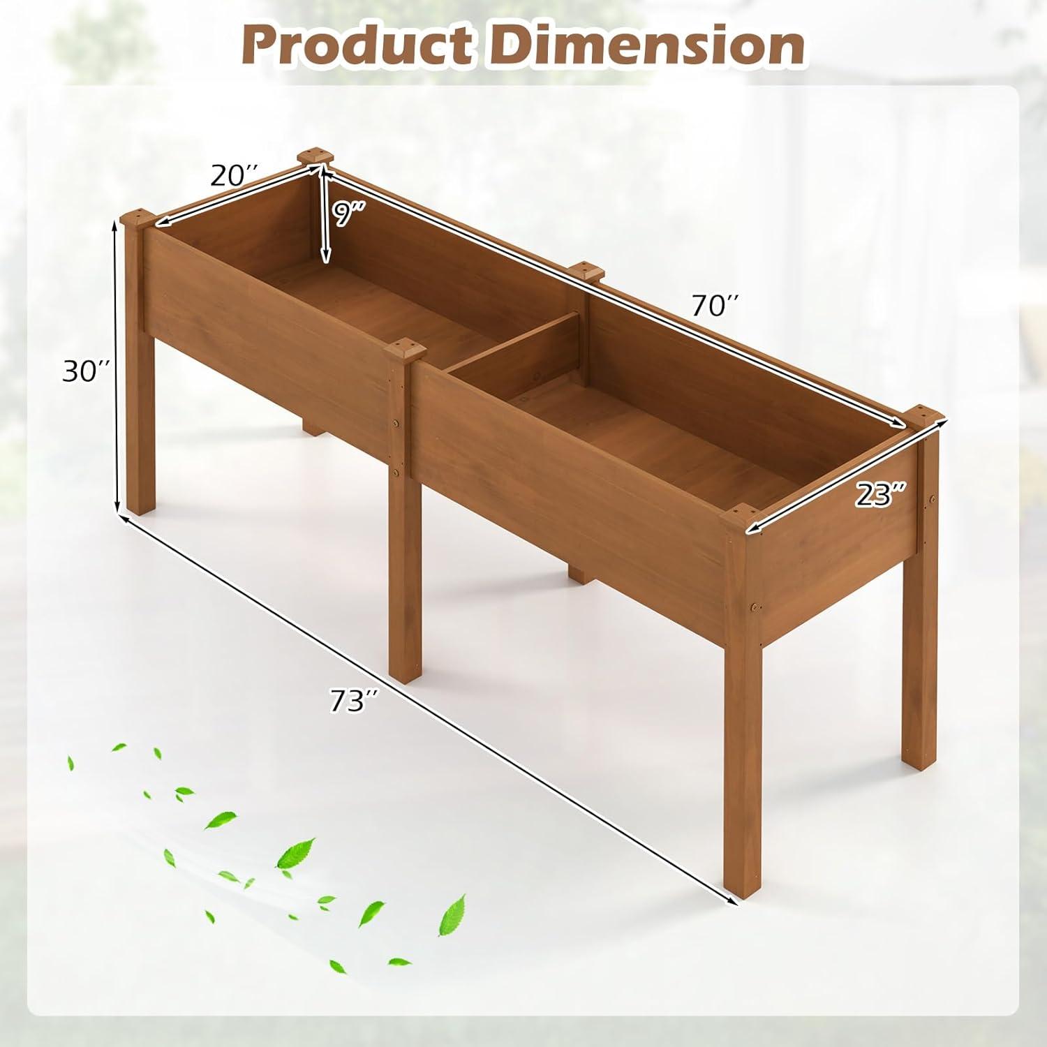 image:imageGiantex Raised Garden Bed Elevated Wood Planter Stand Garden Grow Box Kit WLegs for Vegetable Flower Herb Outdoor Planter WShelf for Garden Patio Backyard NaturalBrown