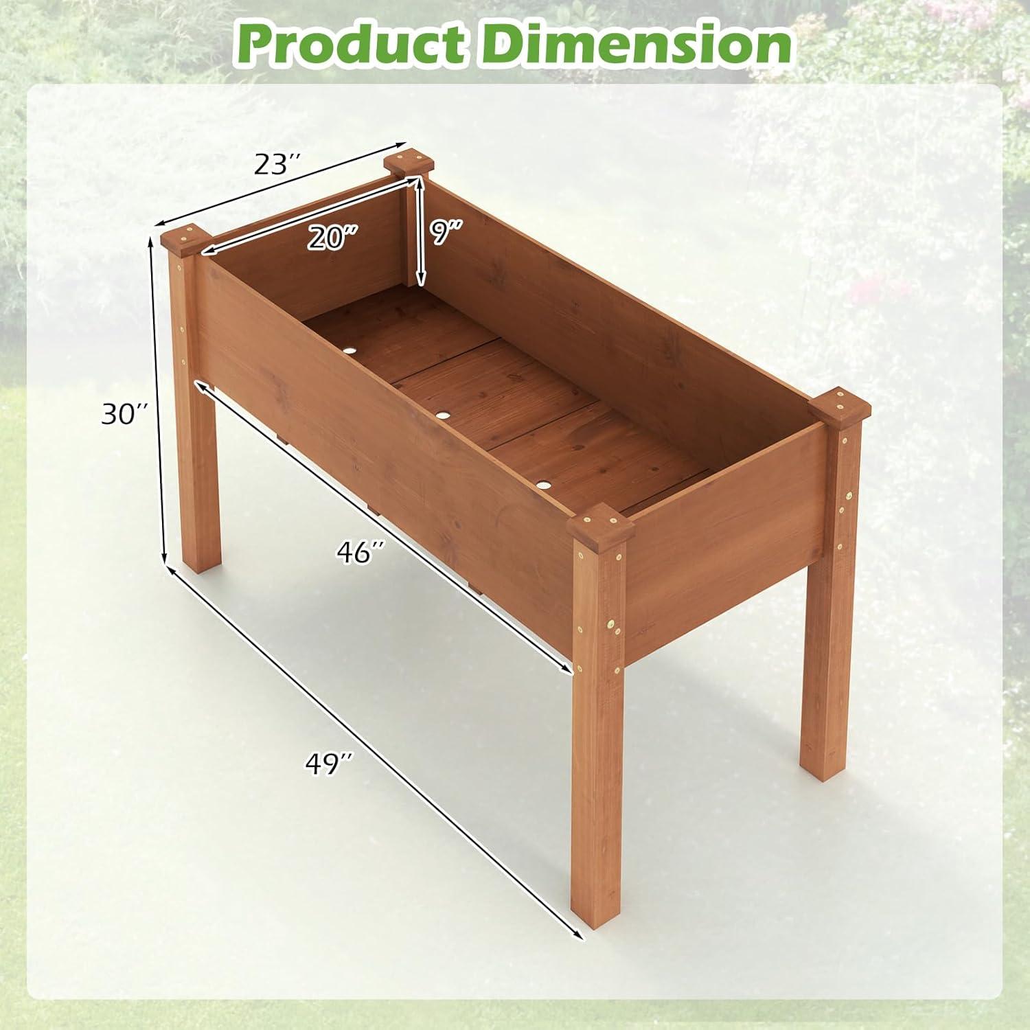 image:imageGiantex Raised Garden Bed Elevated Wood Planter Stand Garden Grow Box Kit WLegs for Vegetable Flower Herb Outdoor Planter WShelf for Garden Patio Backyard NaturalBrown