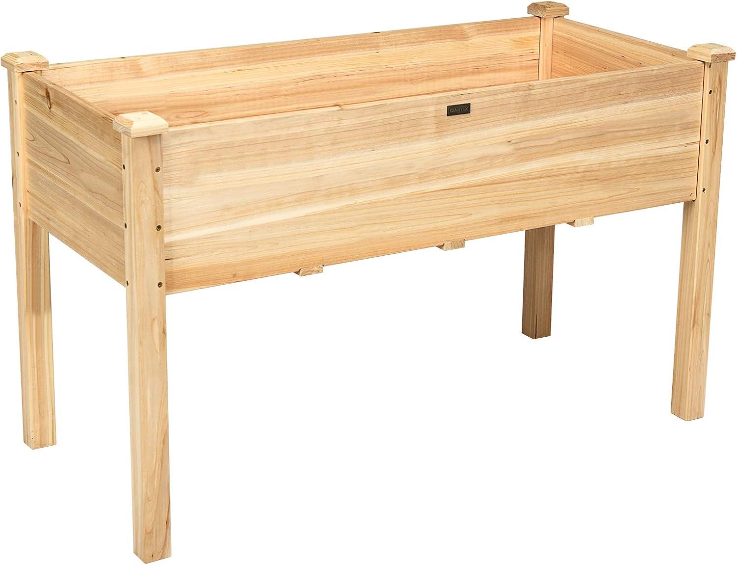 image:imageGiantex Raised Garden Bed Elevated Wood Planter Stand Garden Grow Box Kit WLegs for Vegetable Flower Herb Outdoor Planter WShelf for Garden Patio Backyard NaturalWood