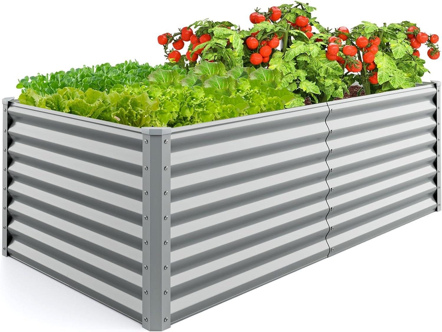image:imageGiantex Raised Garden Bed Elevated Wood Planter Stand Garden Grow Box Kit WLegs for Vegetable Flower Herb Outdoor Planter WShelf for Garden Patio Backyard NaturalGray